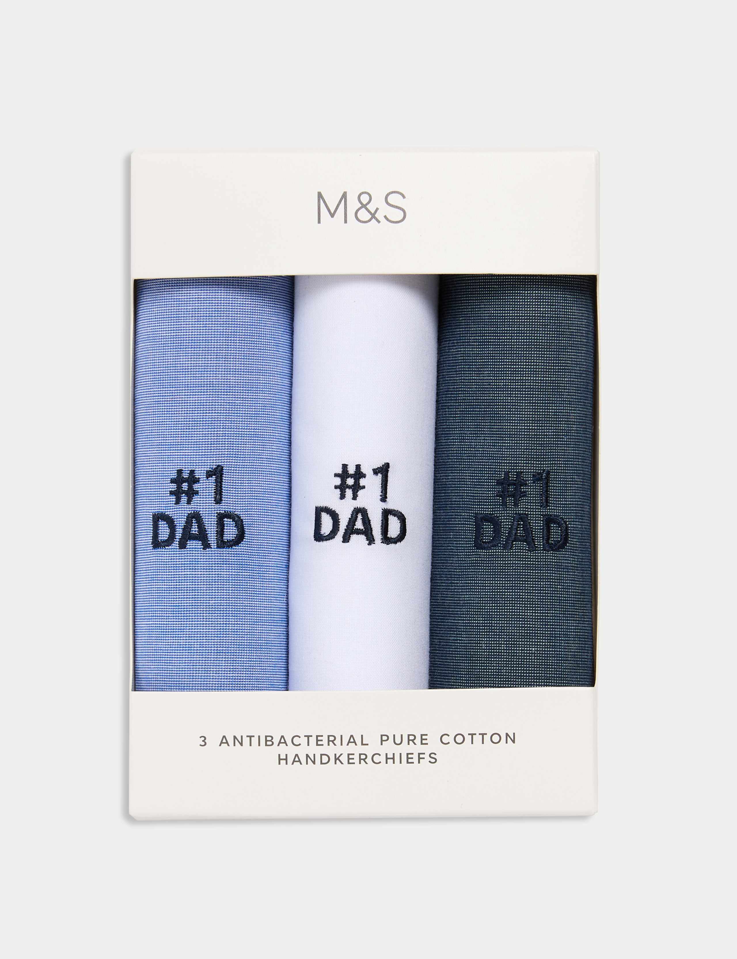 3pk Antibacterial Pure Cotton Handkerchiefs