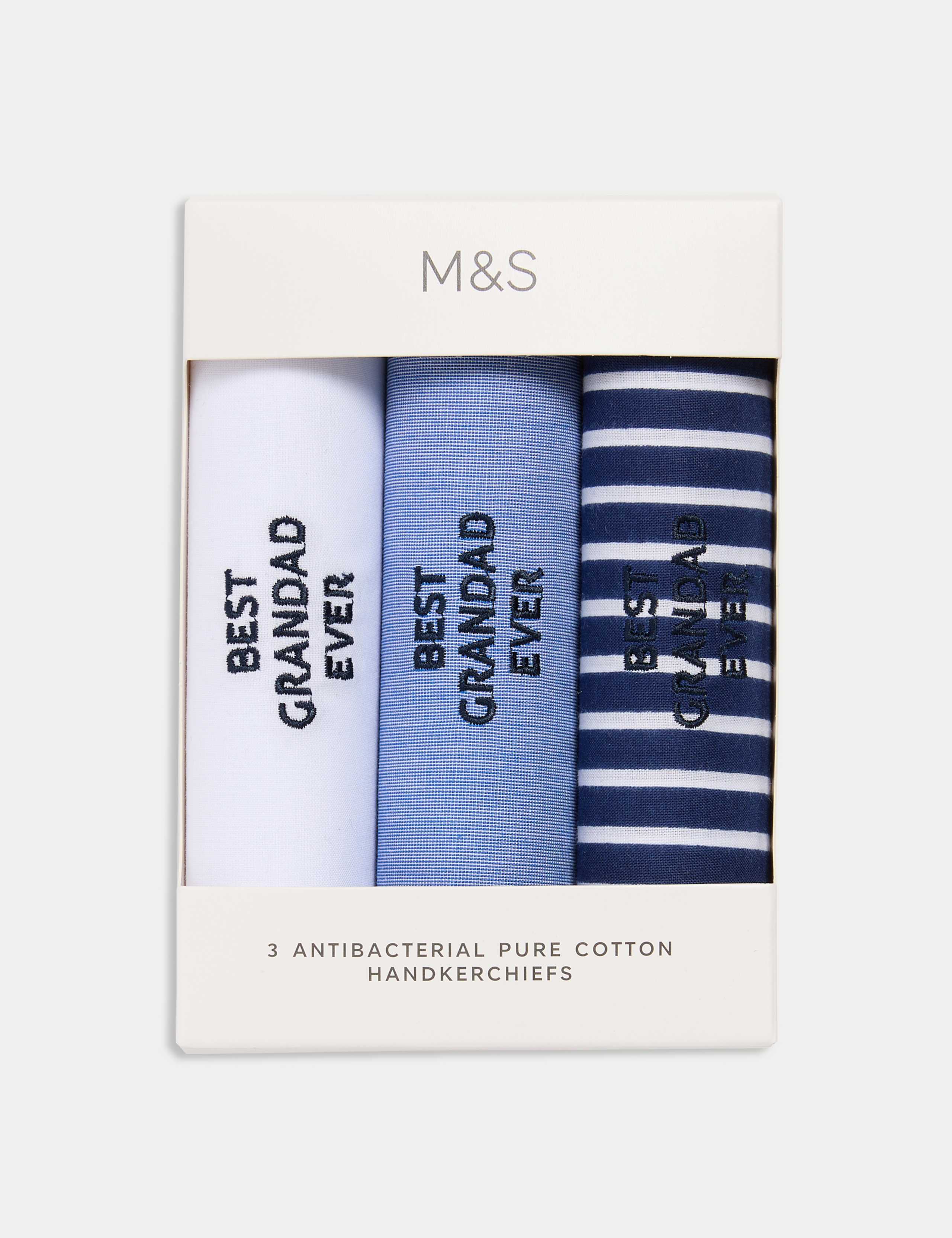 3pk Antibacterial Pure Cotton Handkerchiefs