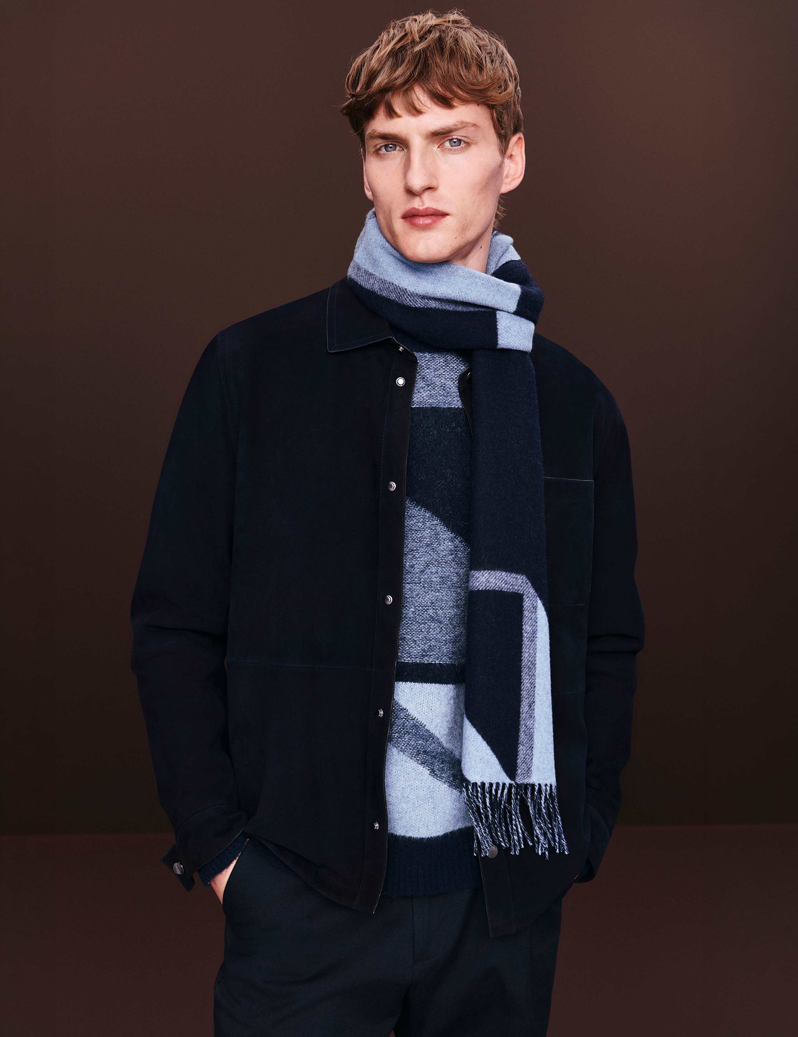 Pure Ultra Fine Merino Wool Geometric Scarf