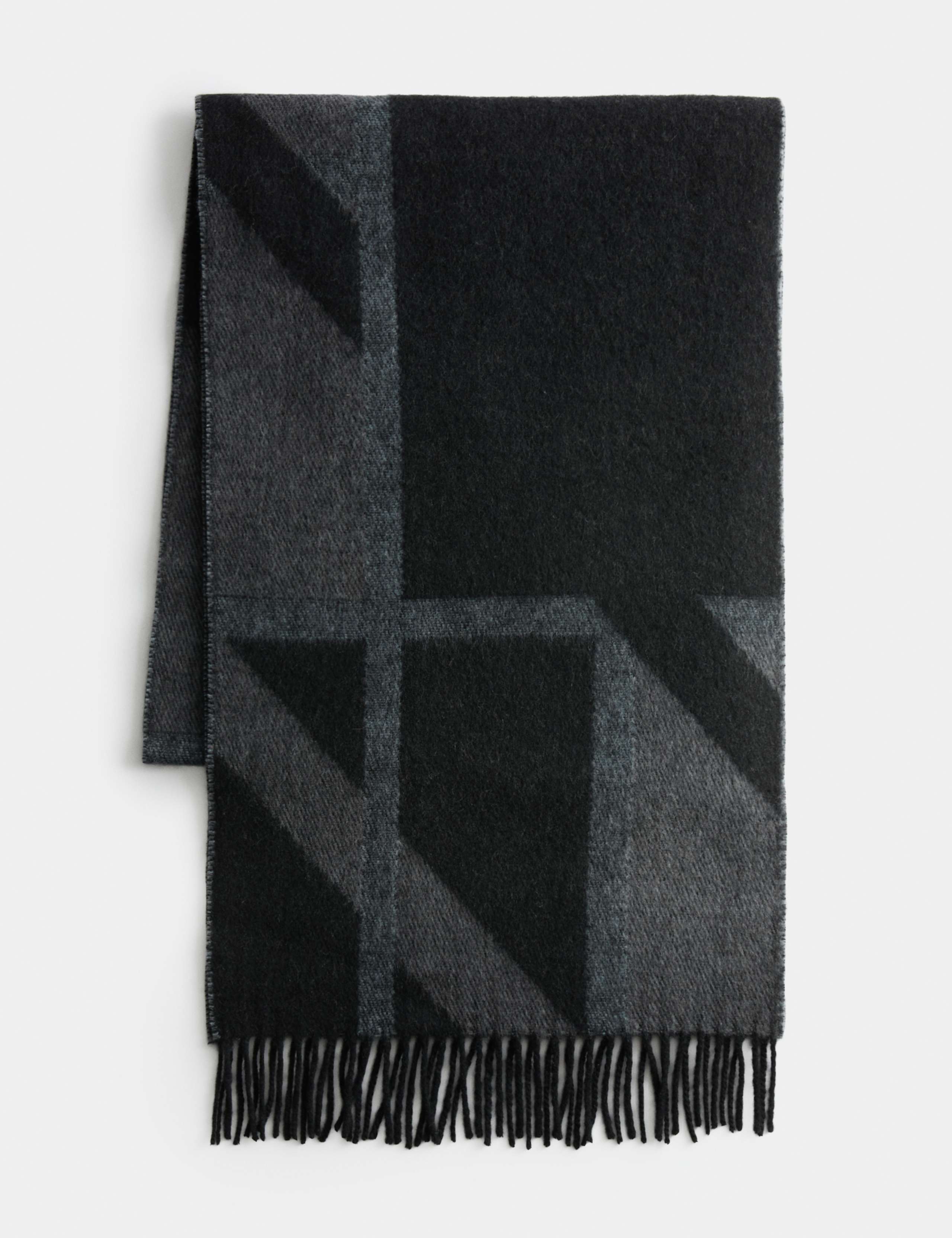 Pure Ultra Fine Merino Wool Geometric Scarf