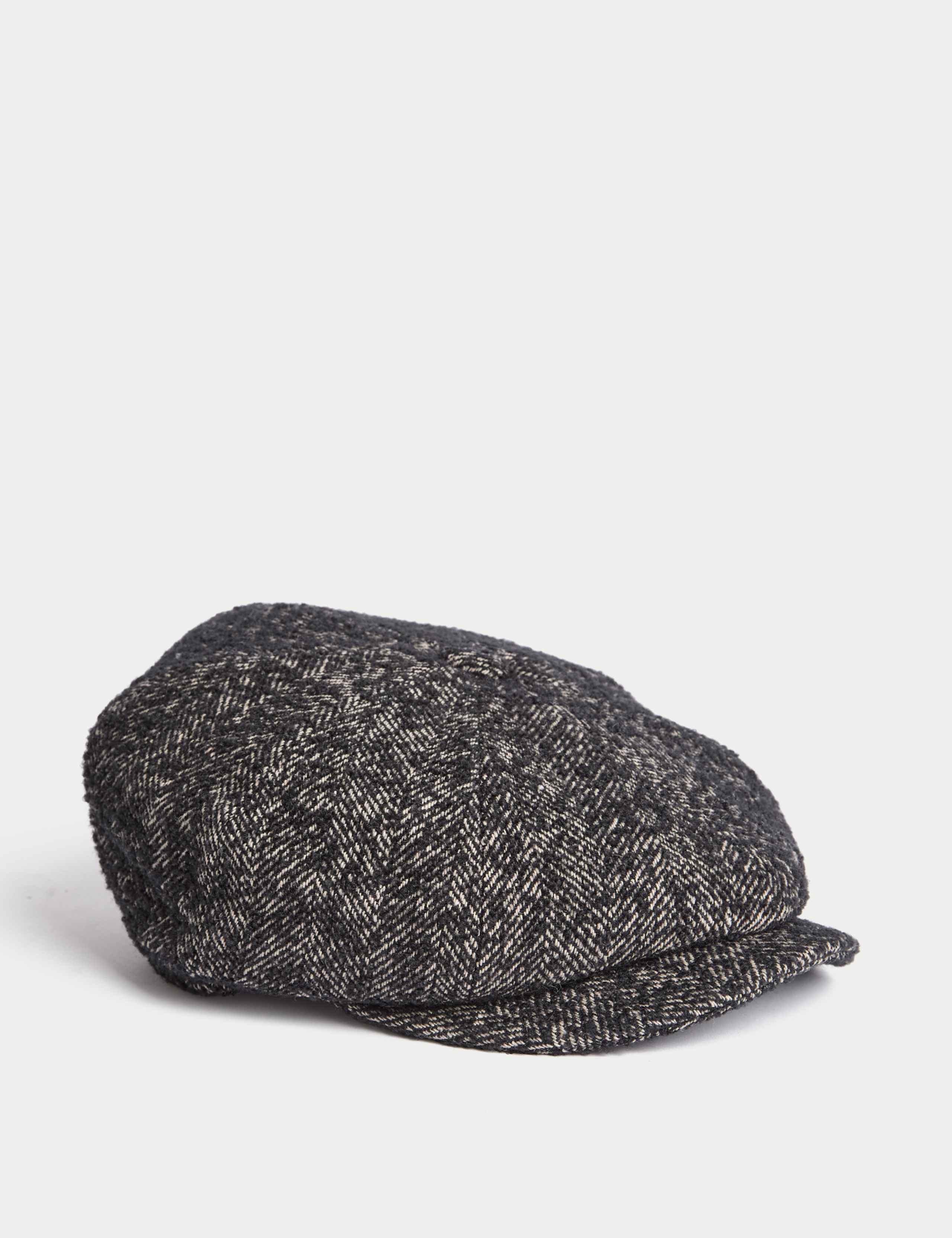 Wool Blend Patterned Bakerboy Hat