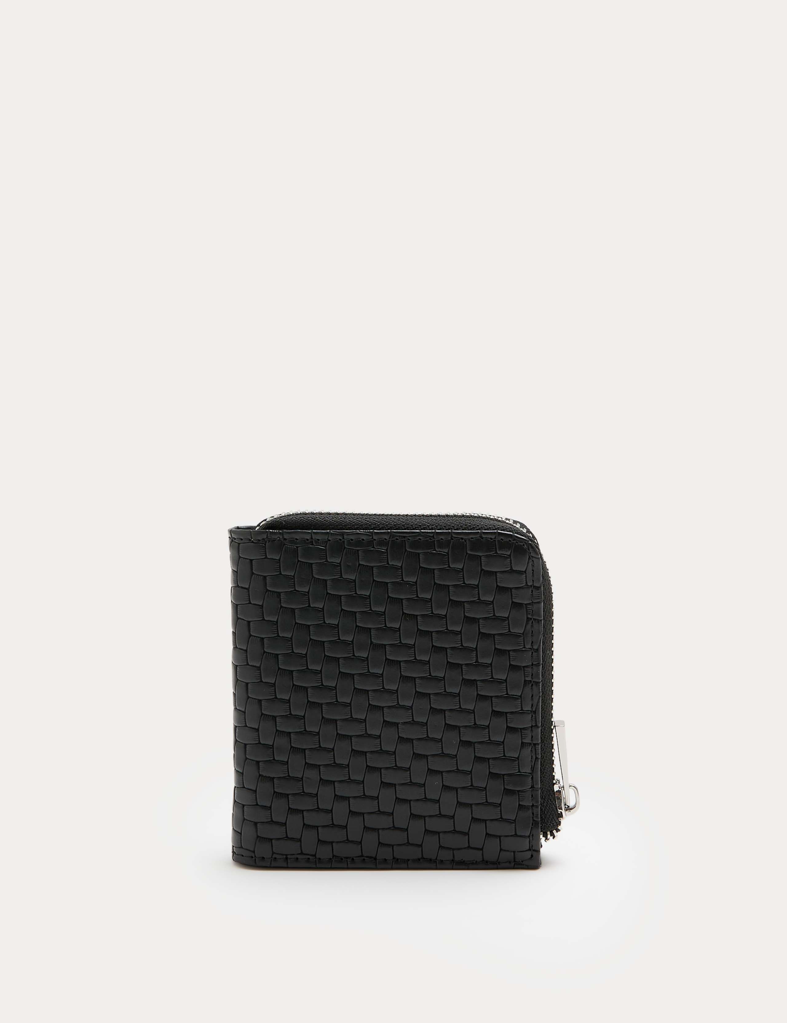 Faux Leather Textured Bi-Fold Zip Wallet