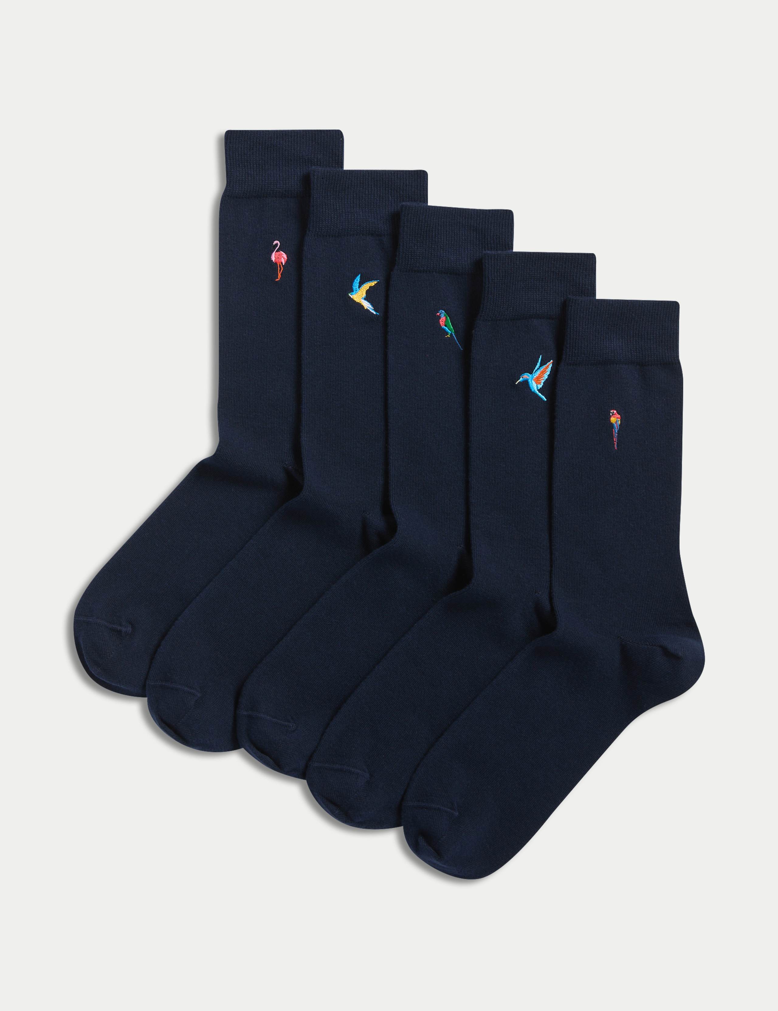 5pk Cool & Fresh™ Birds Cotton Rich Socks