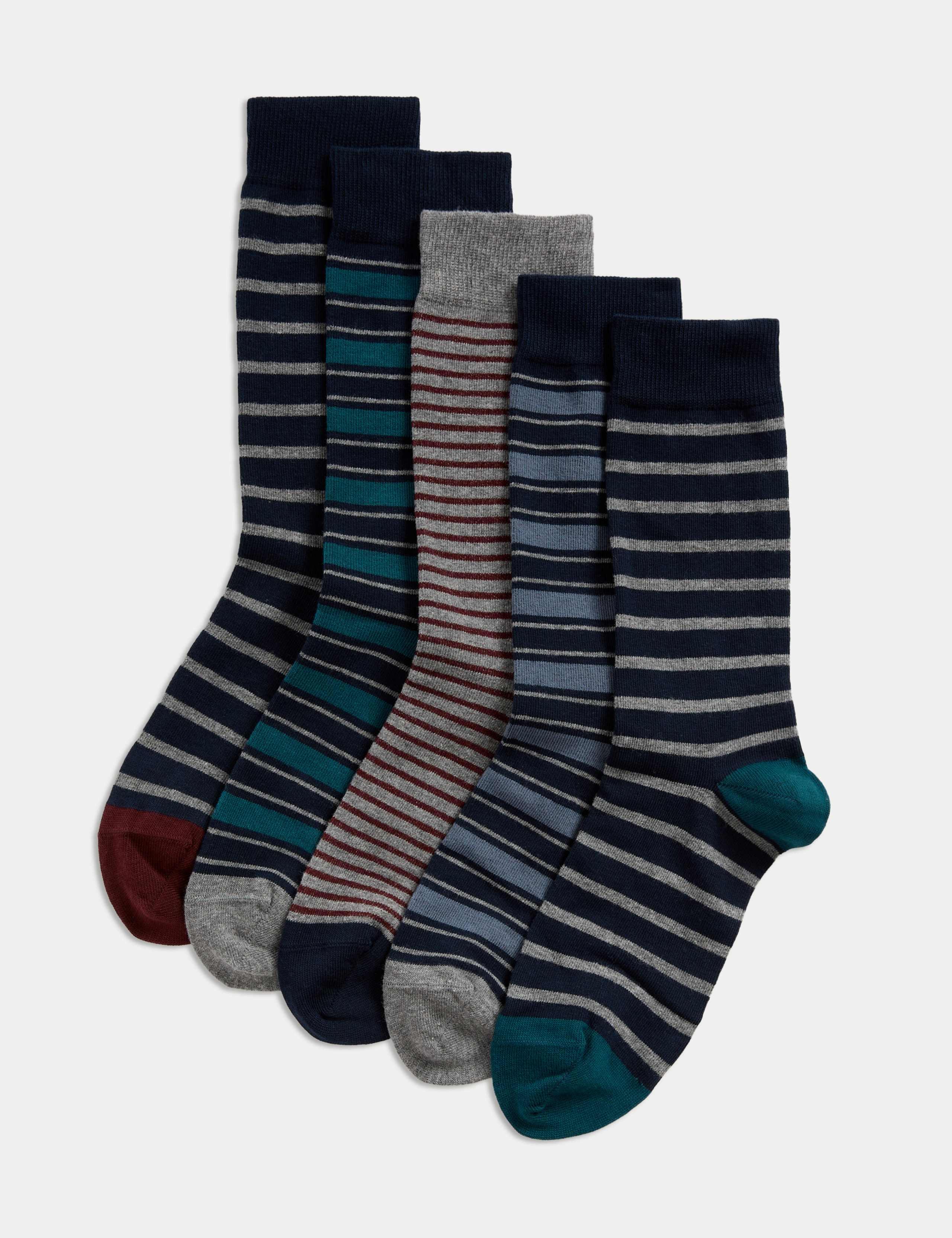 5pk Cool & Fresh™ Striped Cotton Rich Socks
