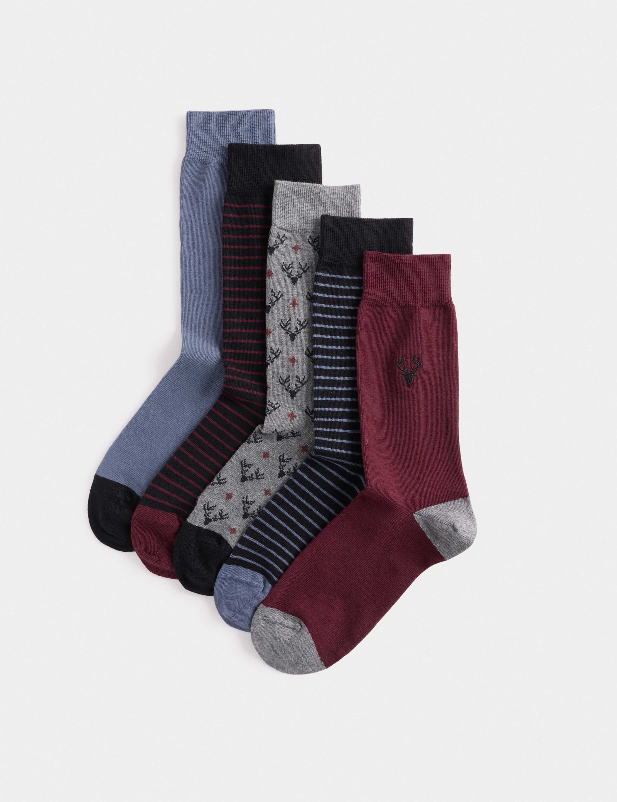 5pk C and F Stag Cotton Rich Socks