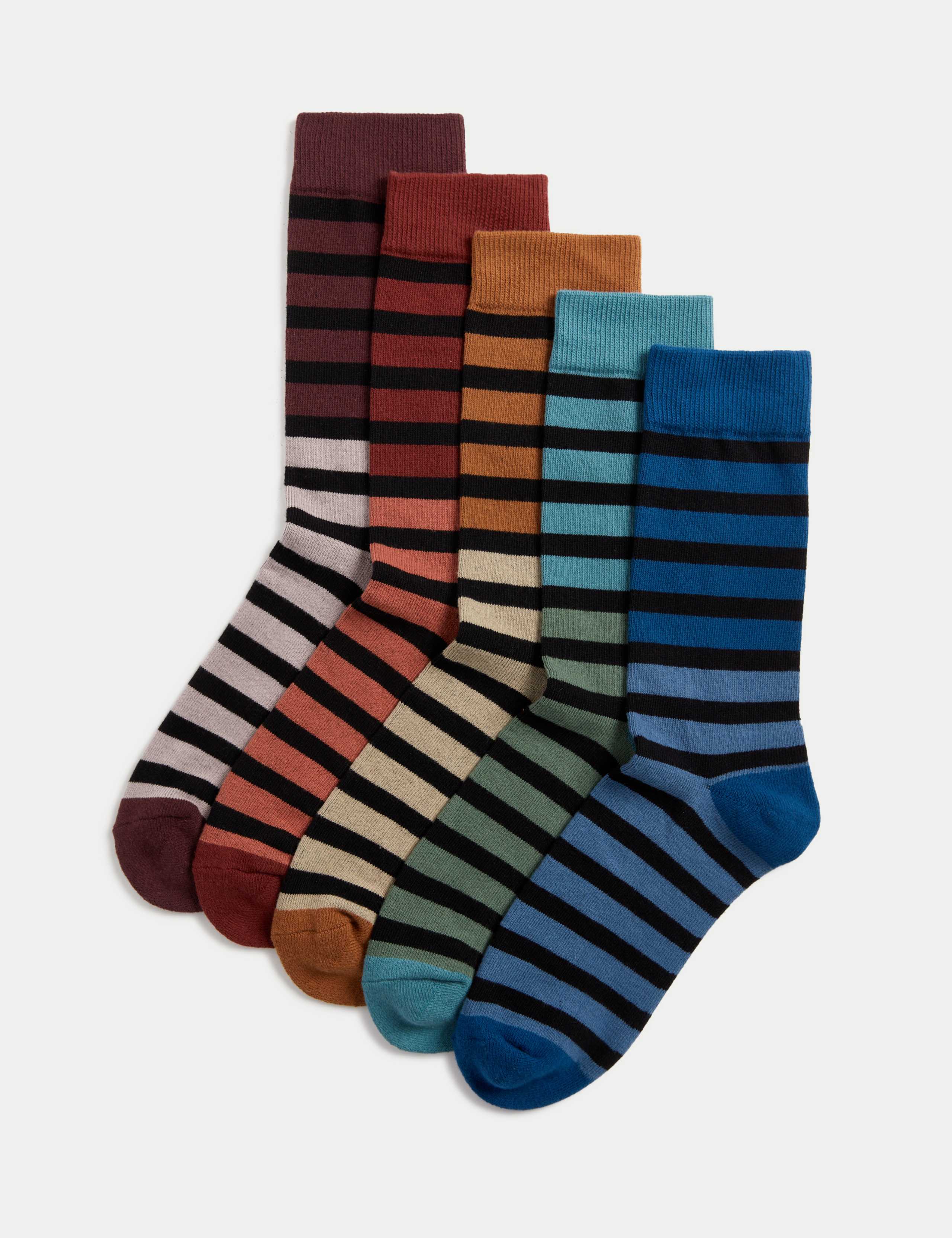 5pk Cool & Fresh™ Cotton Rich Striped Cushioned Socks