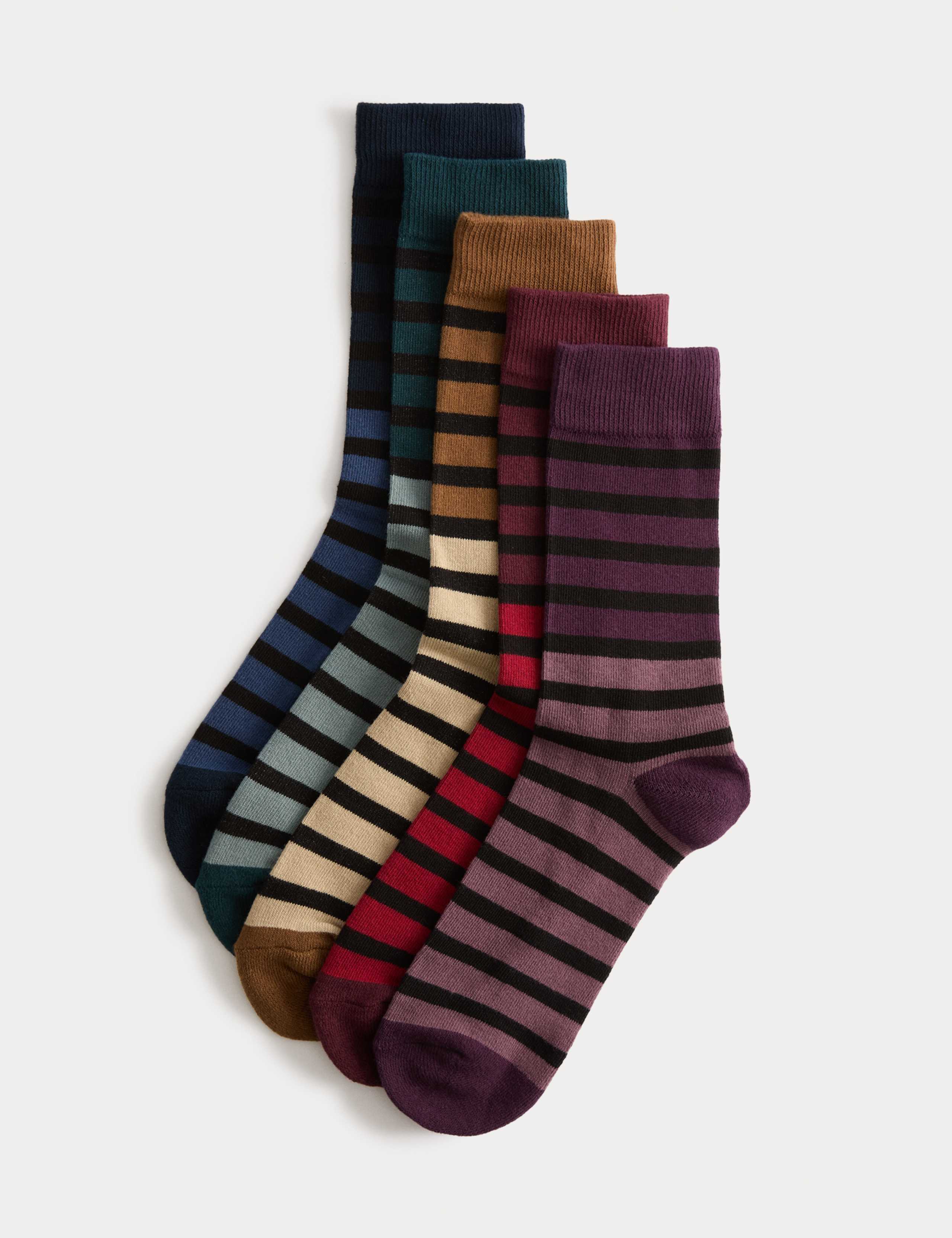 5pk Cool And Fresh Cotton Rich Striped Socks