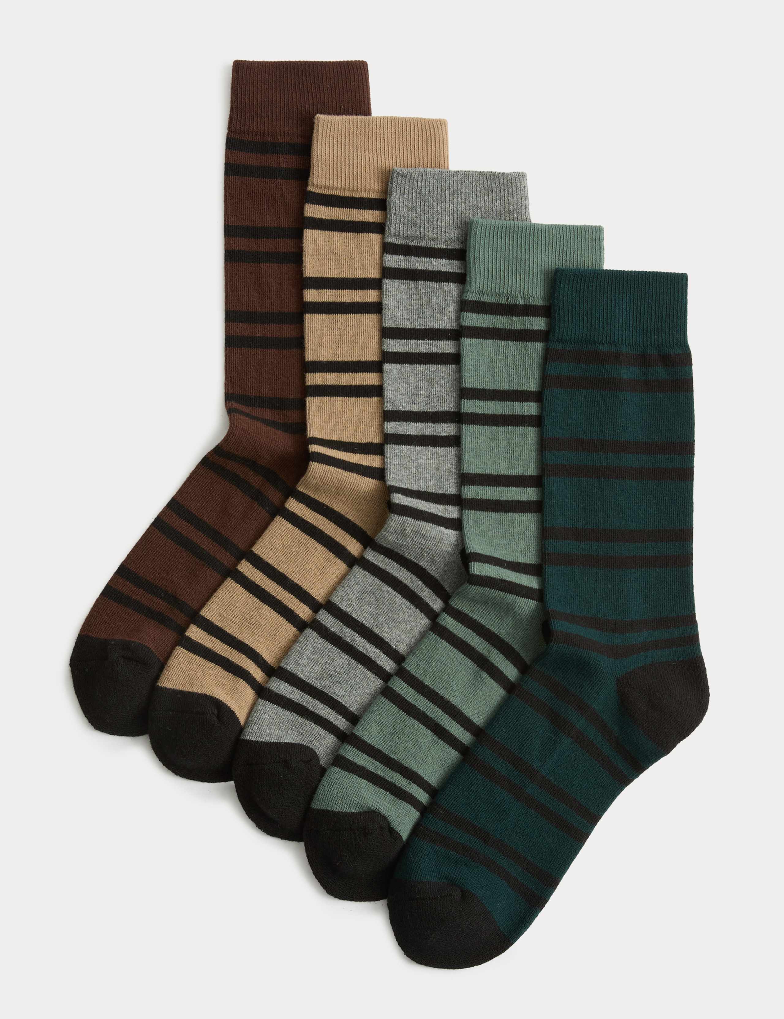 5 Pack Cool & Fresh™ Striped Cotton Rich Cushioned Socks