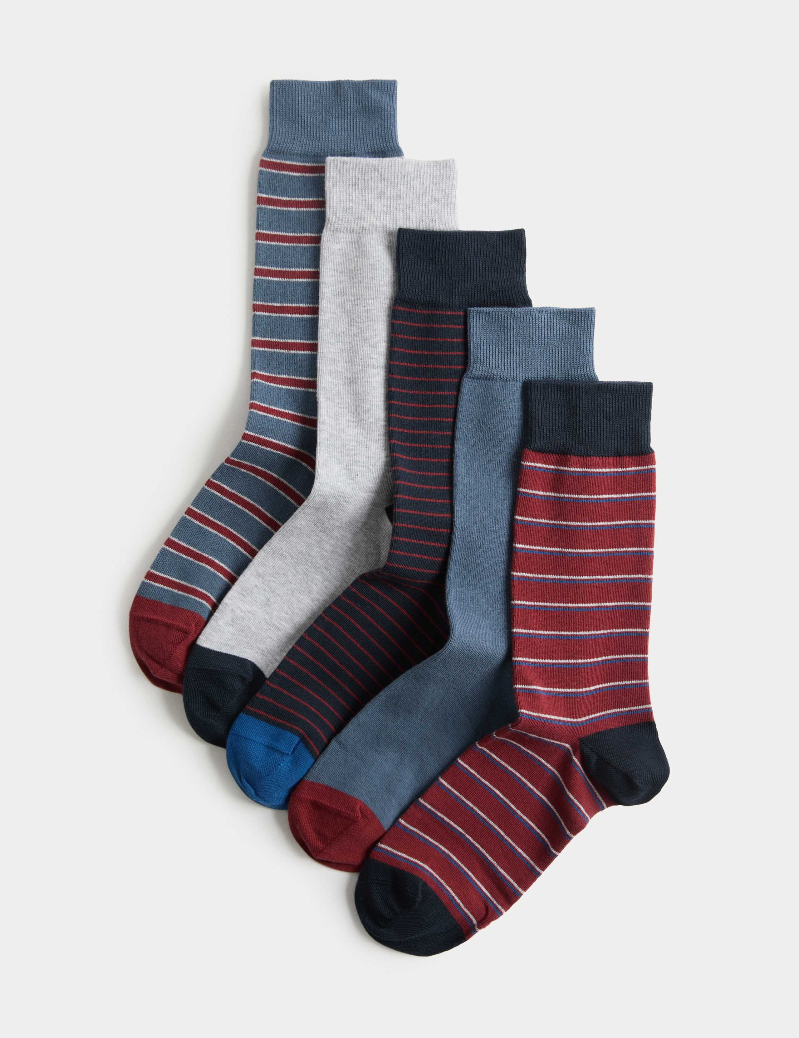 5 Pack Cool & Fresh™ Stripe Cotton Rich Socks