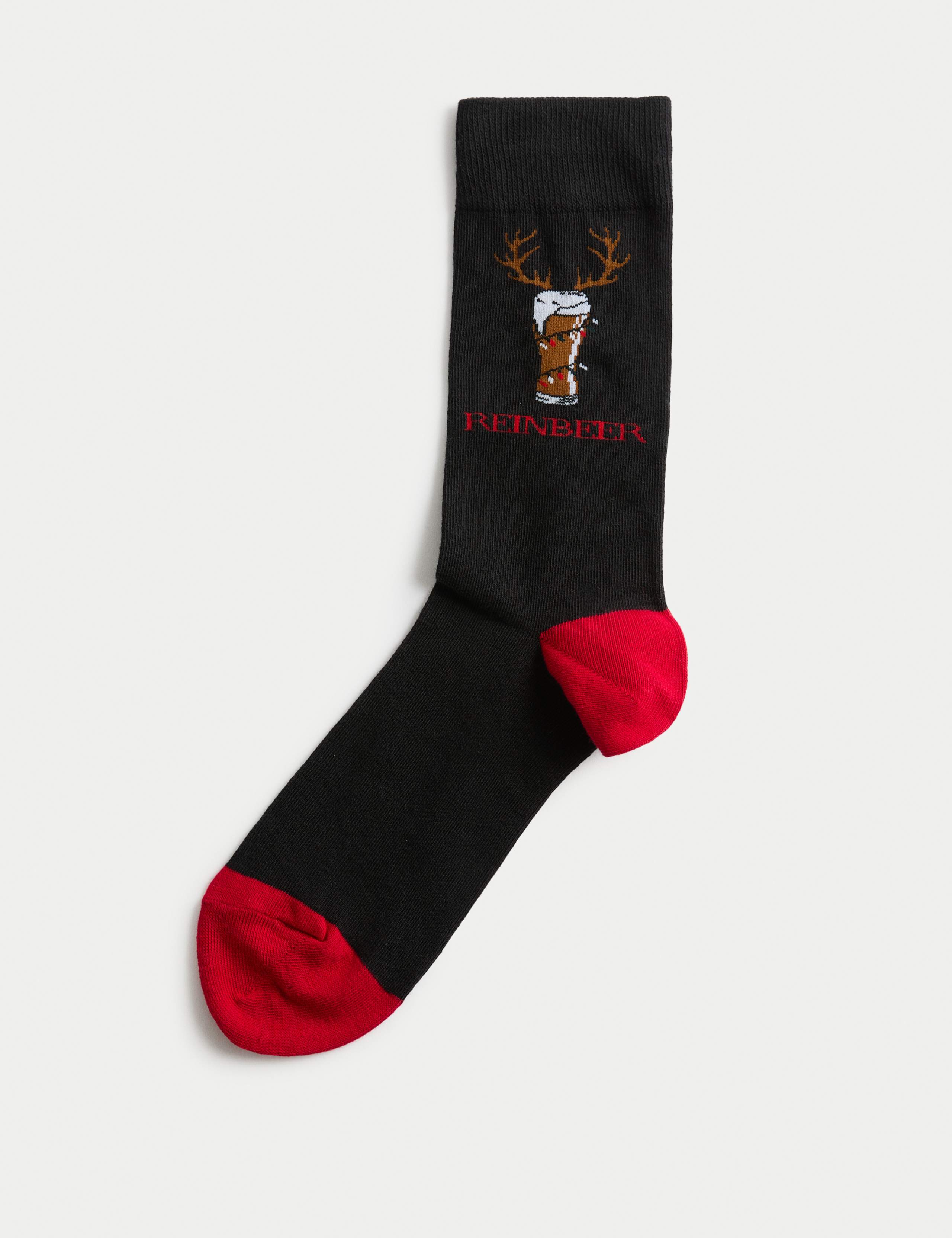 Novelty Christmas Beer Cotton-Rich Socks