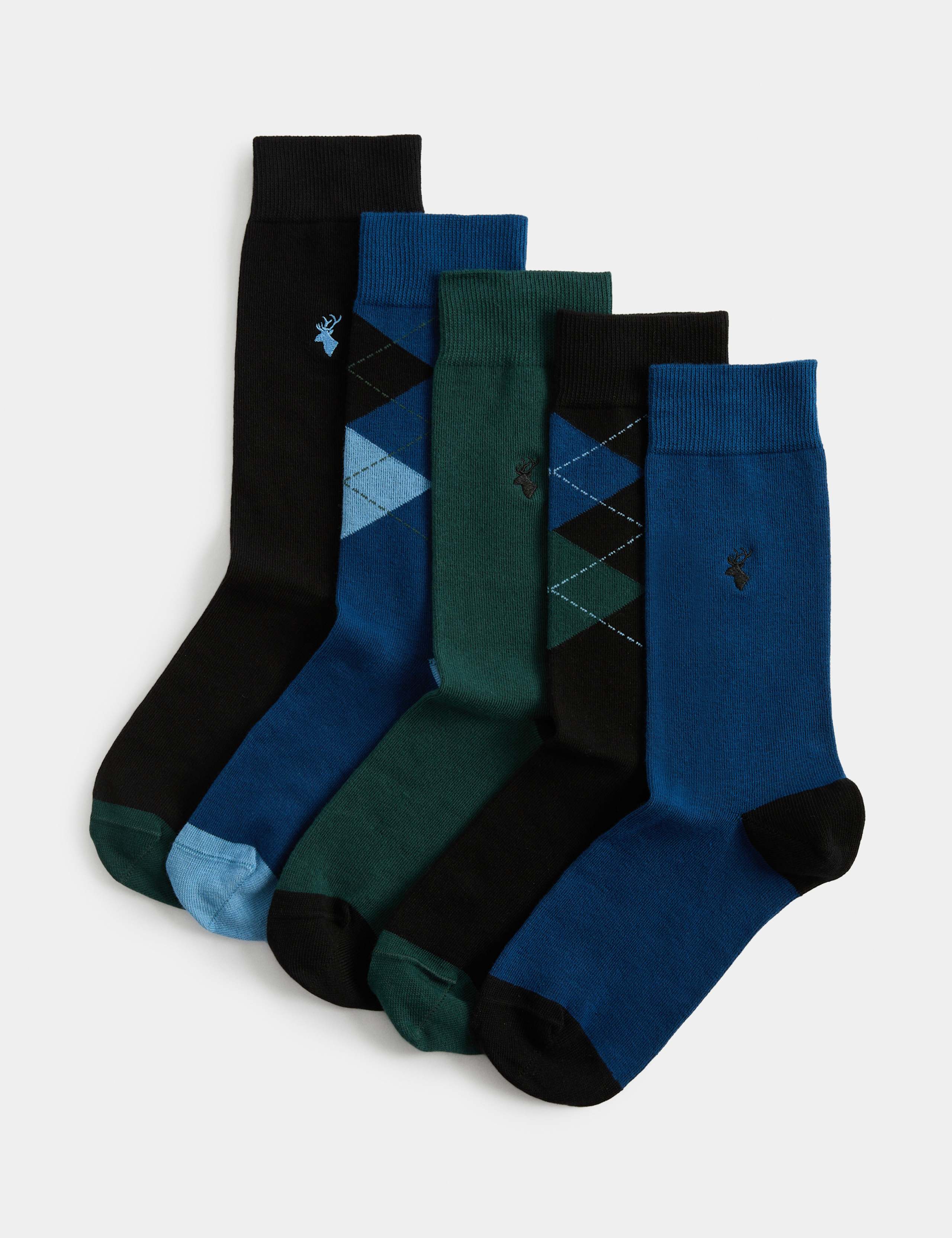 5 Pack Cool & Fresh™ Stag Argyle Cotton Rich Socks
