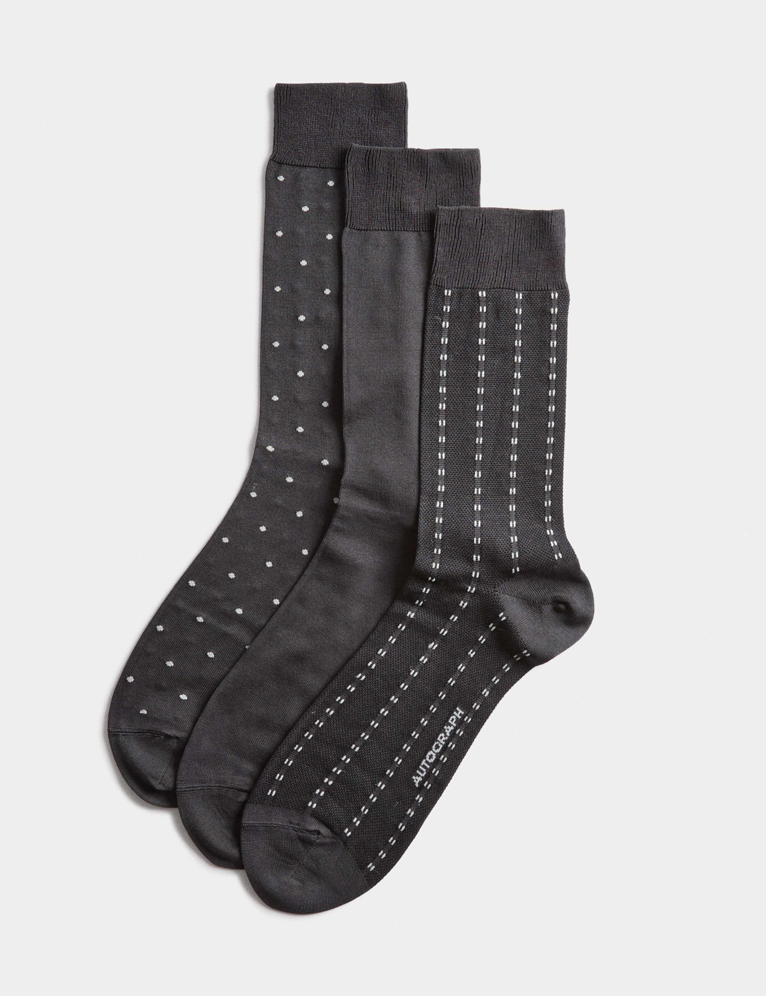 3pk Assorted Designs Cotton Rich Socks
