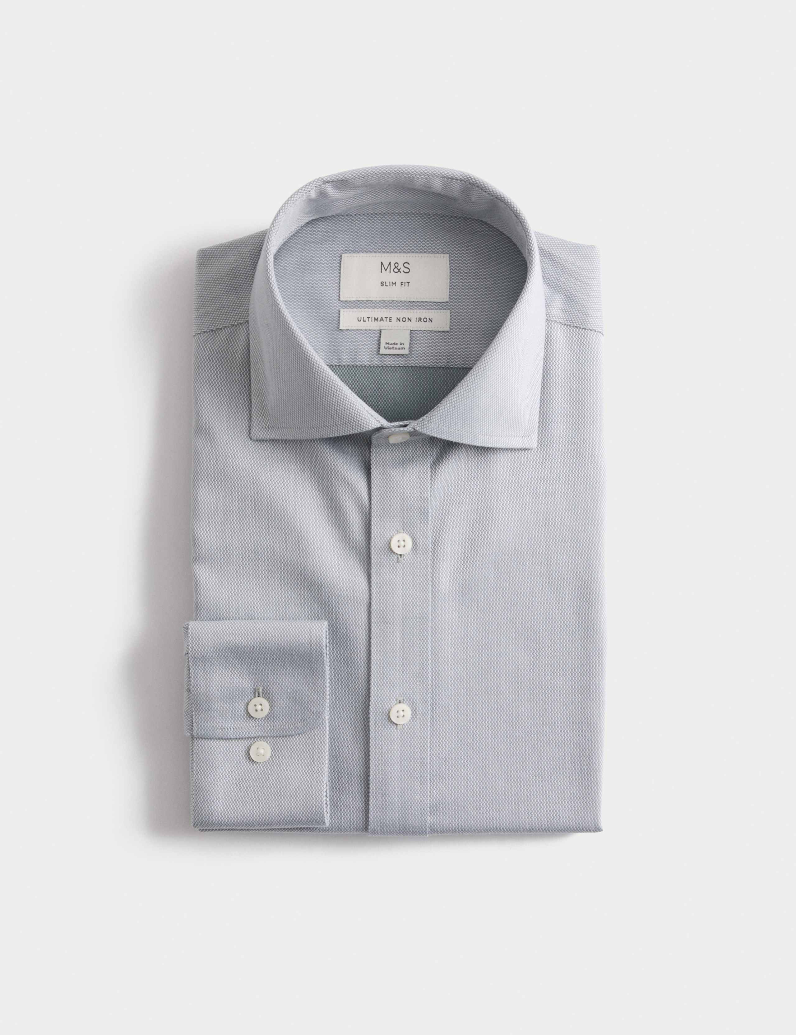 Slim Fit Ultimate Non Iron Pure Cotton Textured Shirt