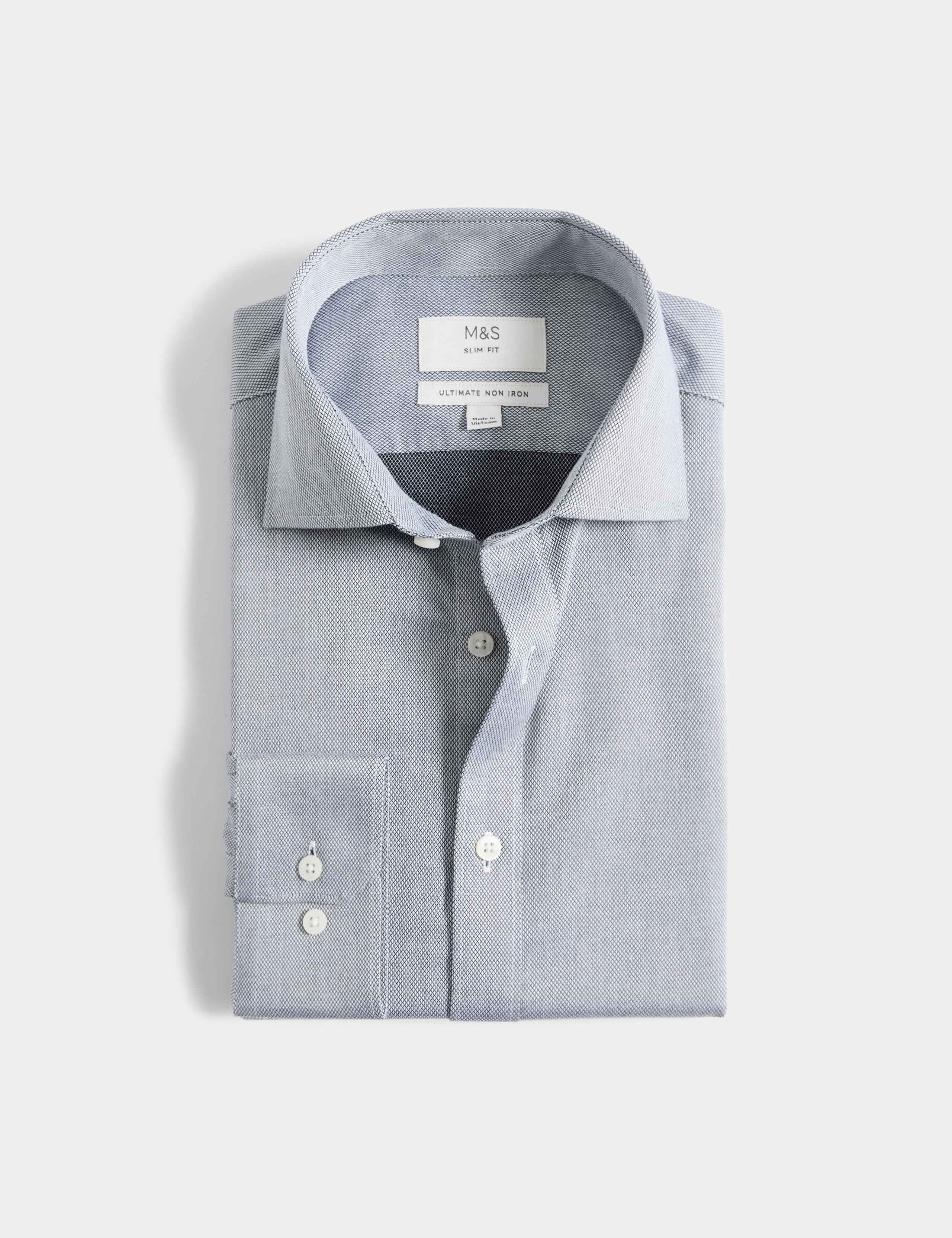 Slim Fit Ultimate Non Iron Pure Cotton Textured Shirt