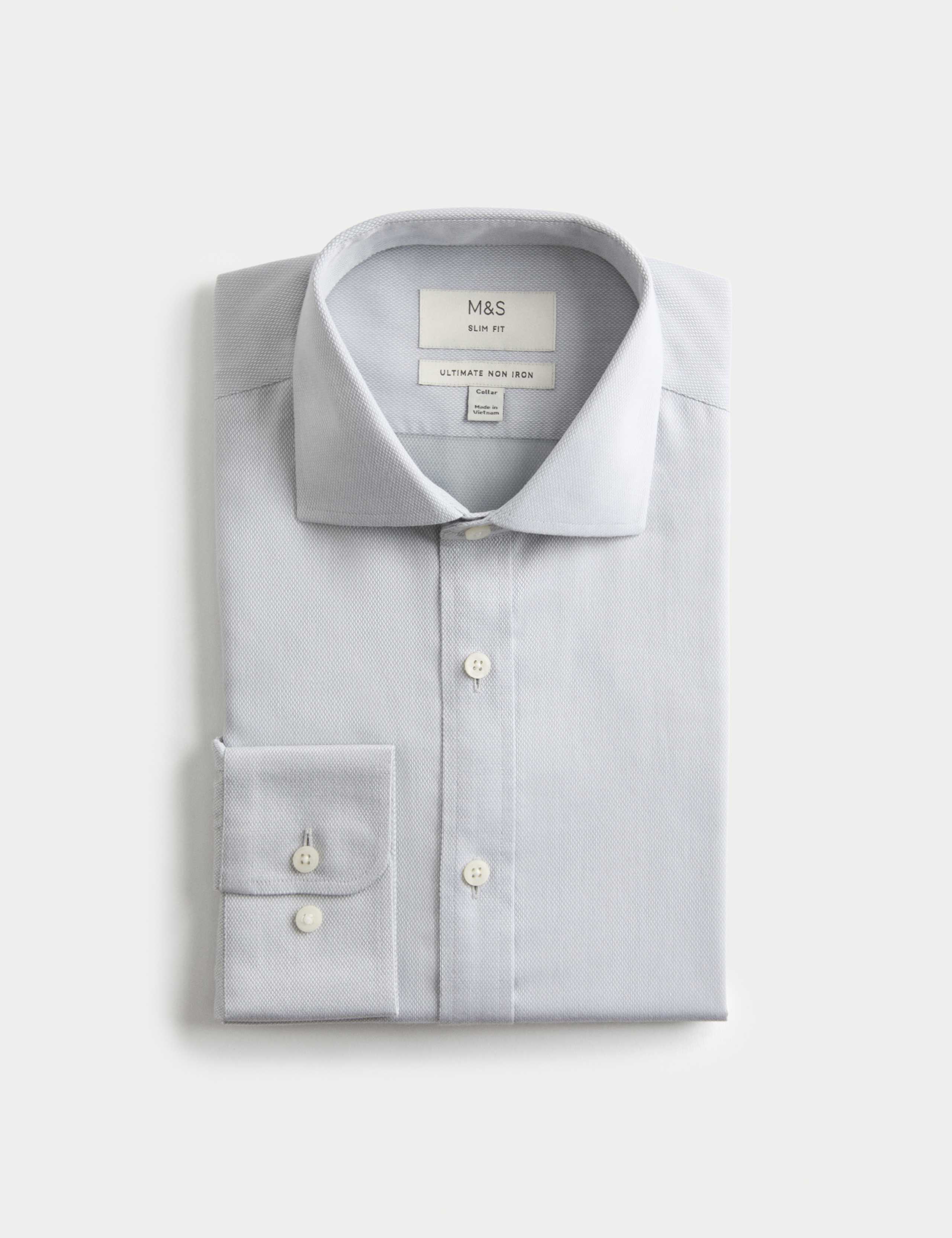 Slim Fit Ultimate Non Iron Pure Cotton Textured Shirt