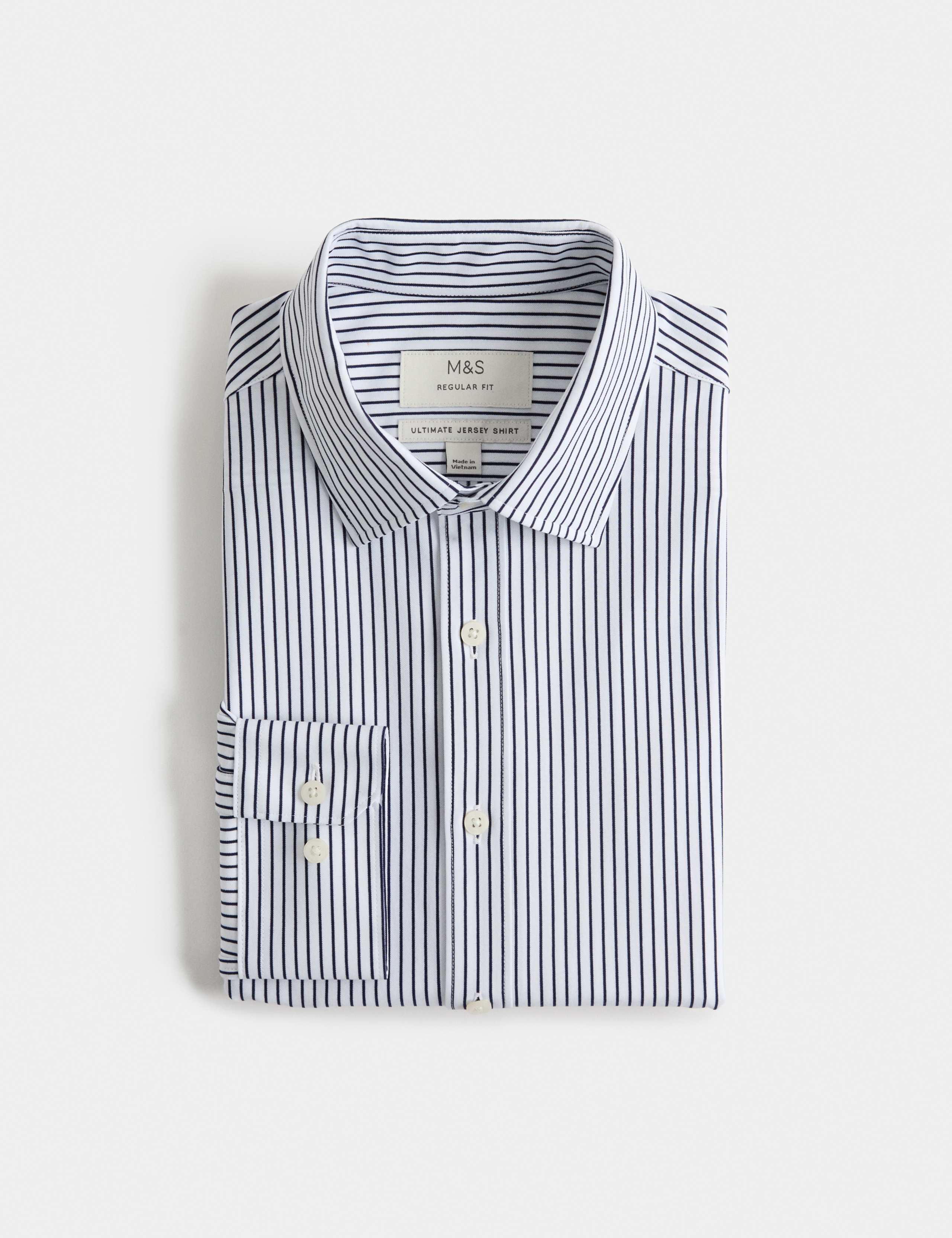 Regular Fit Ultimate Non Iron Jersey Striped Shirt