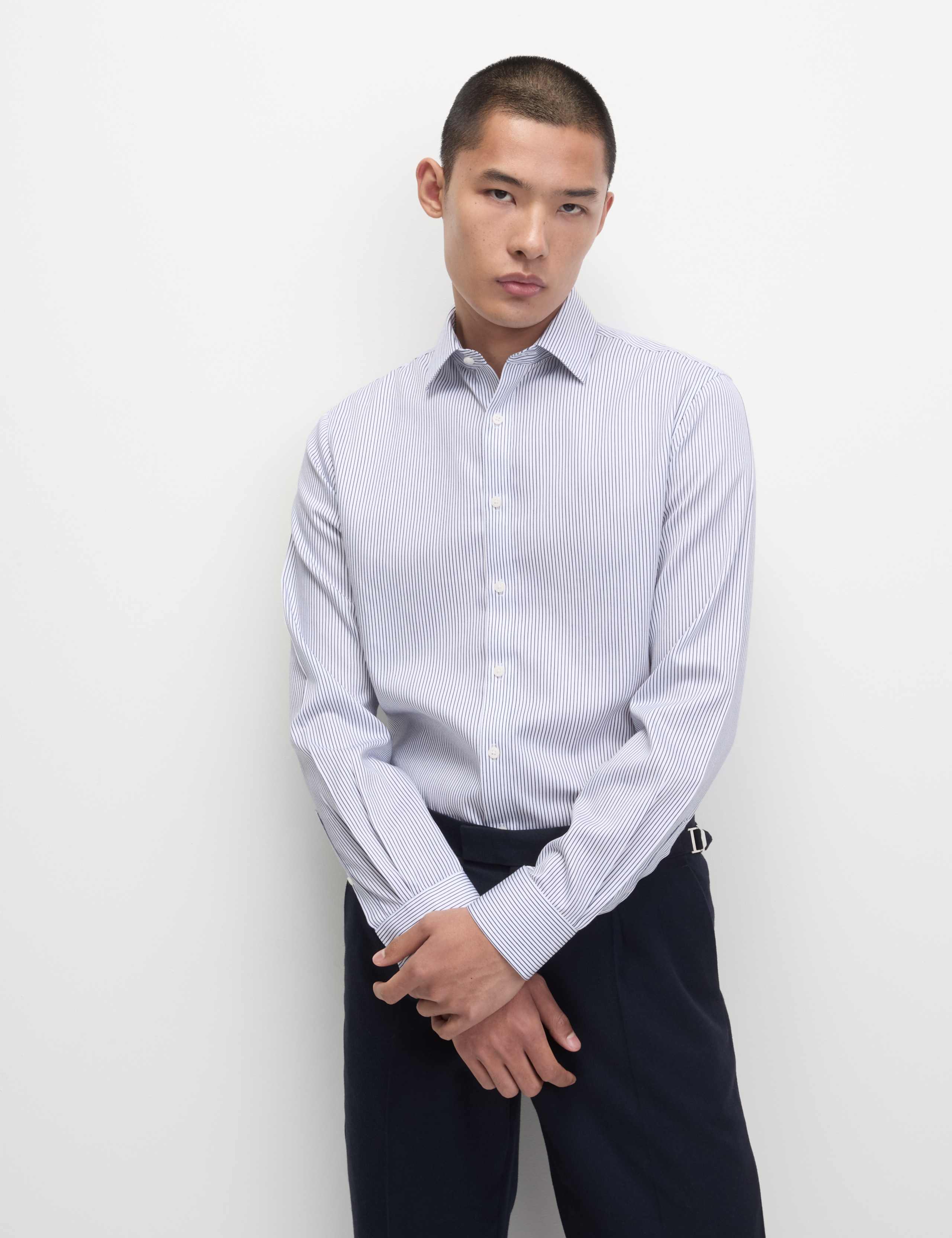 Slim Fit Ultimate Non Iron Cotton Striped Shirt