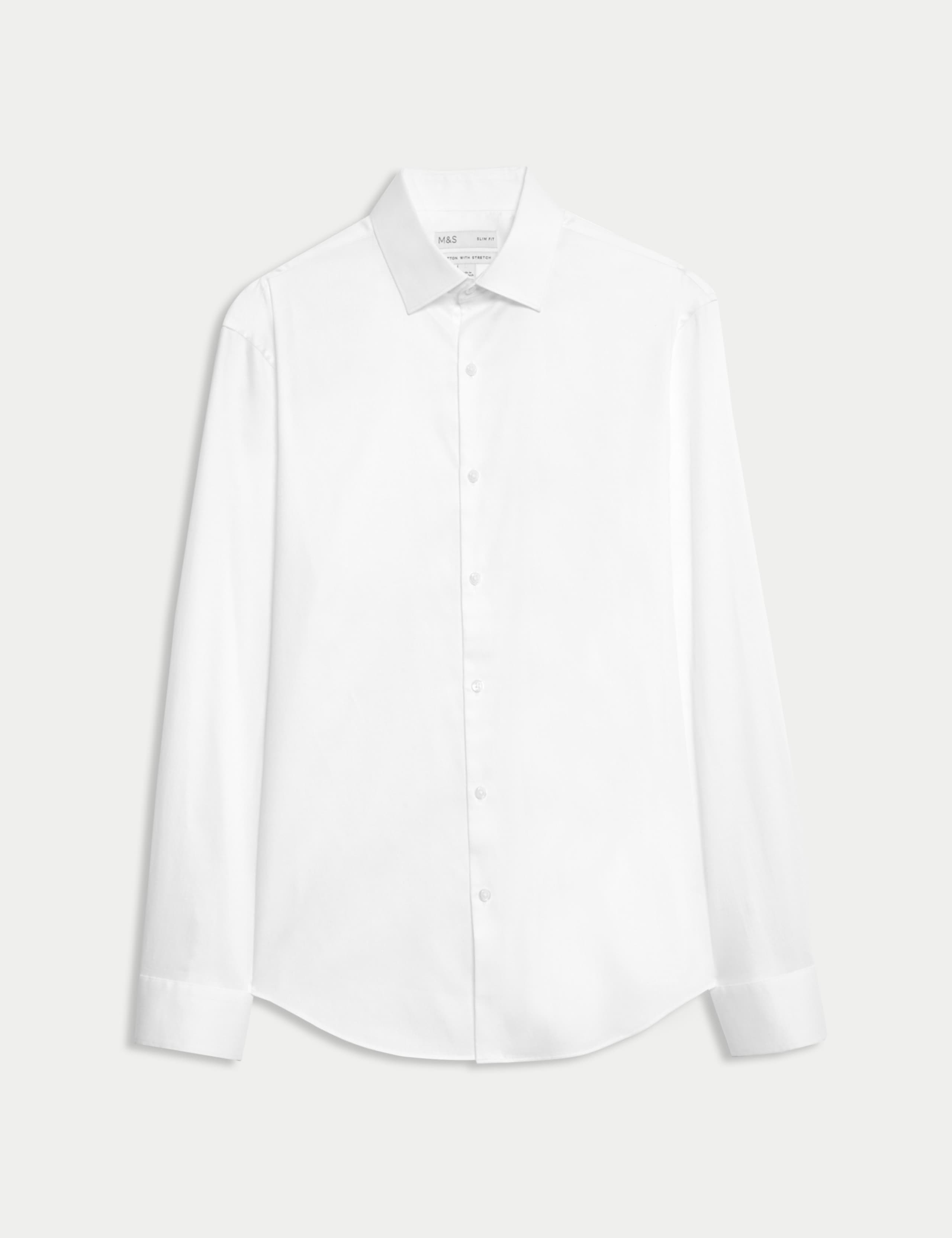 Slim Fit Pure Easy Iron Cotton with Stretch Shirt