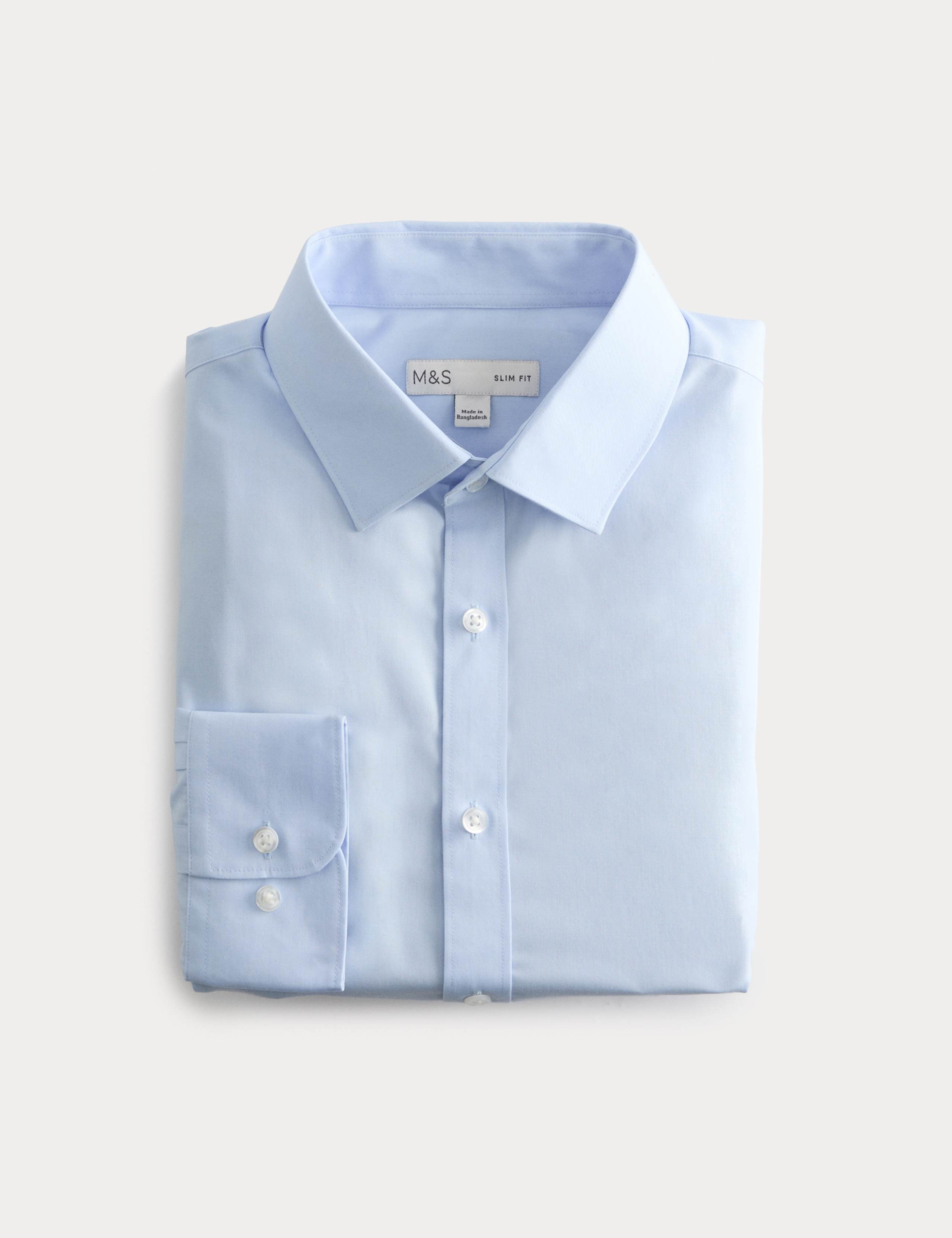 Slim Fit Easy Iron Cotton Blend Shirt