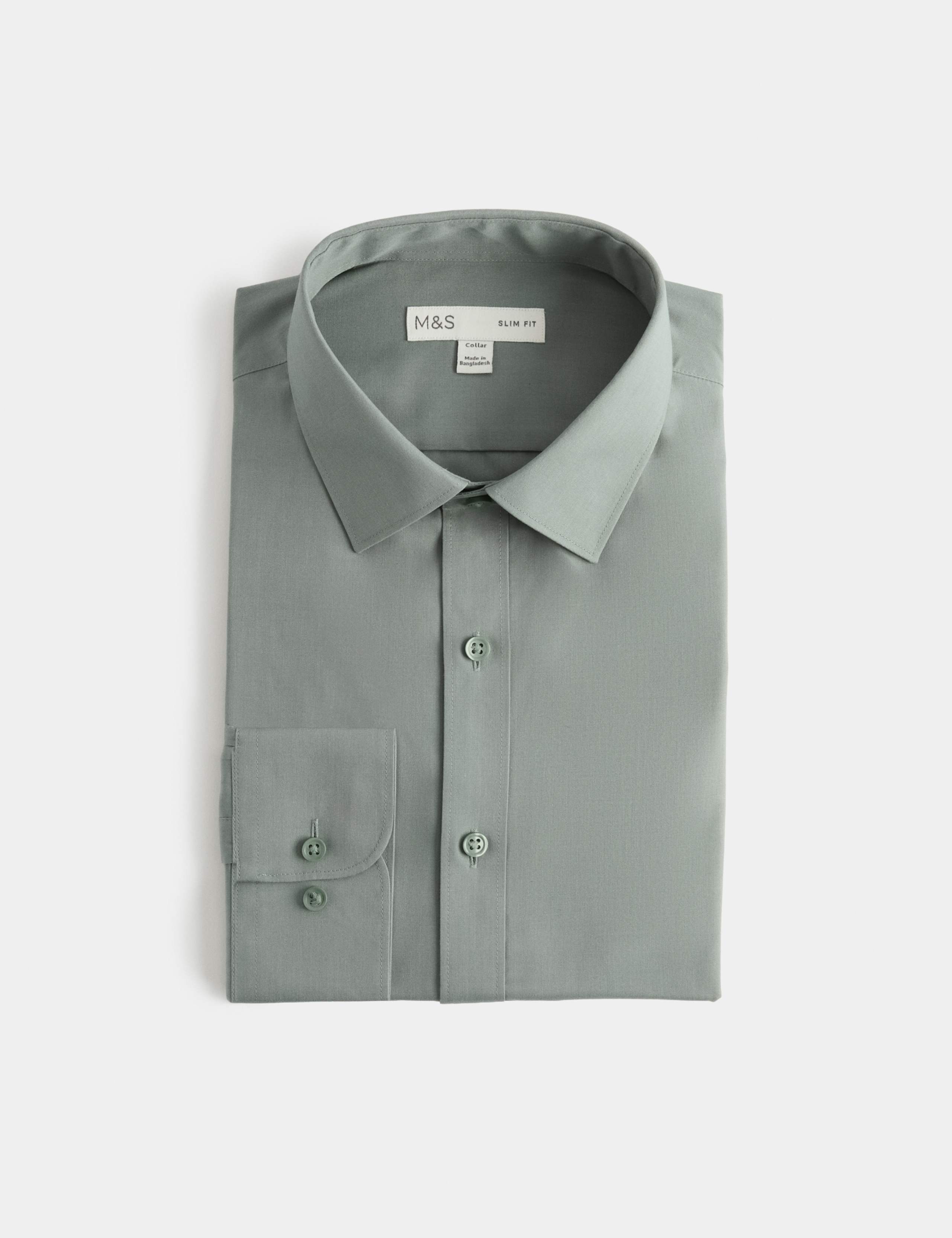 Slim Fit Easy Iron Cotton Blend Shirt