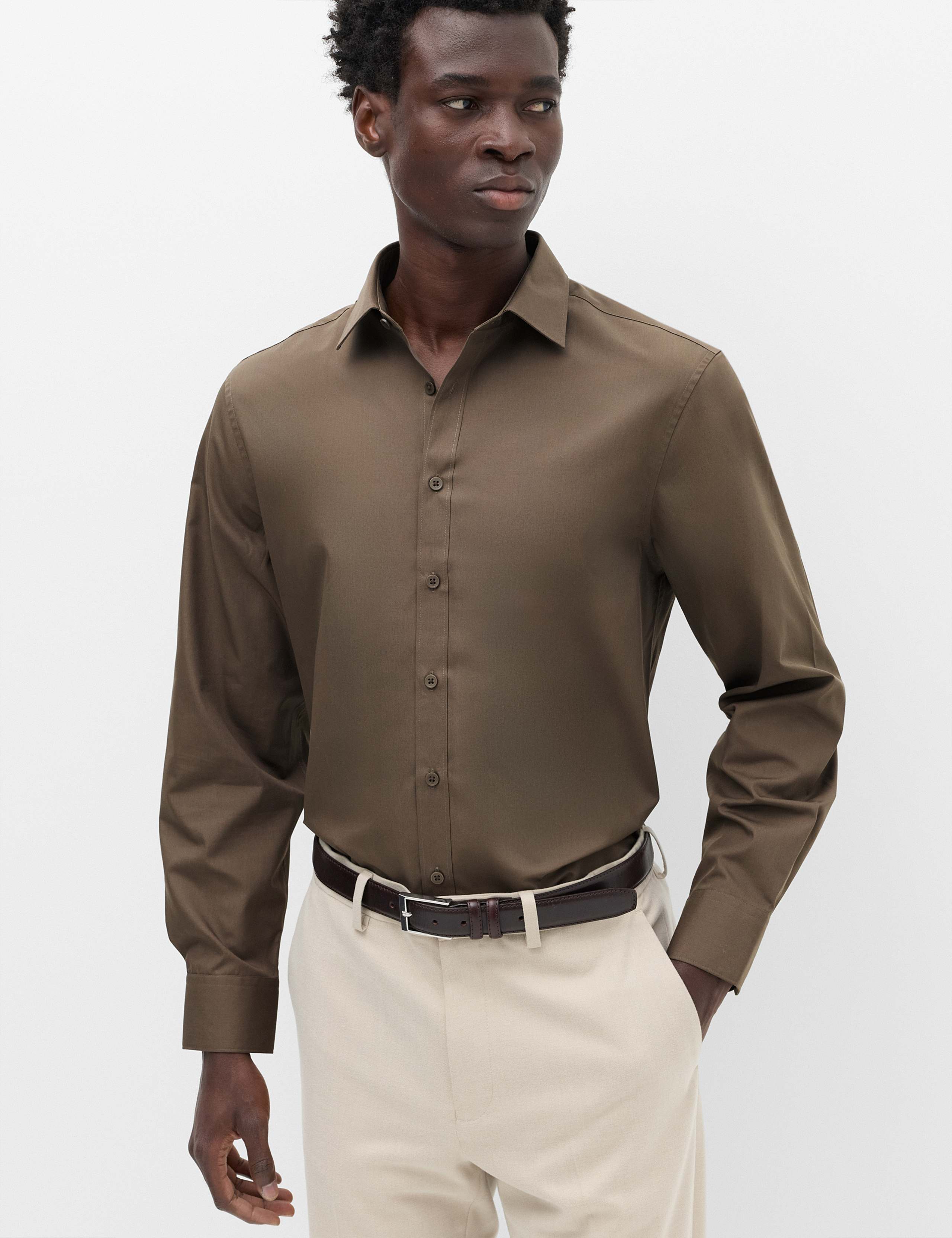 Regular Fit Easy Iron Cotton Blend Shirt