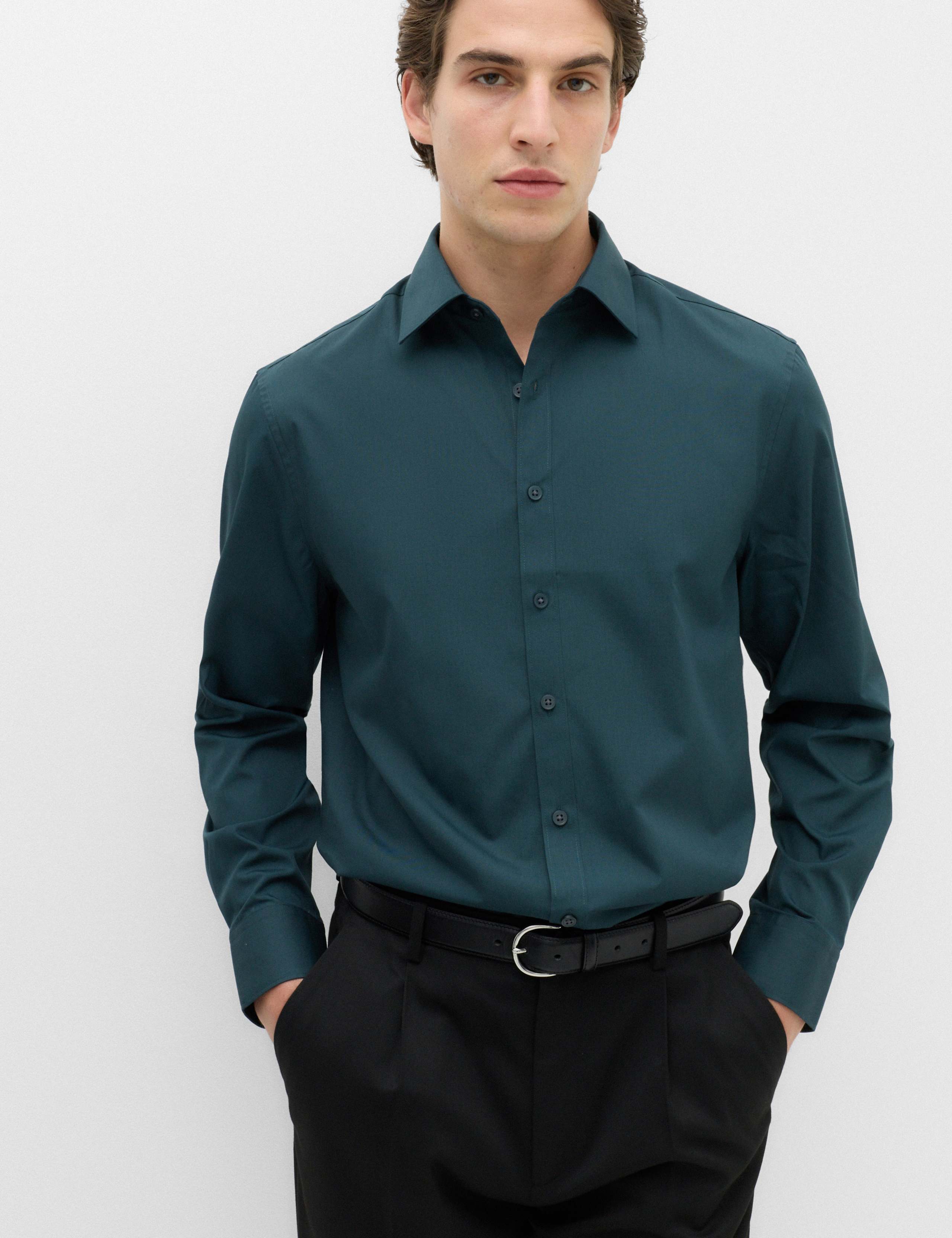 Regular Fit Easy Iron Cotton Blend Shirt