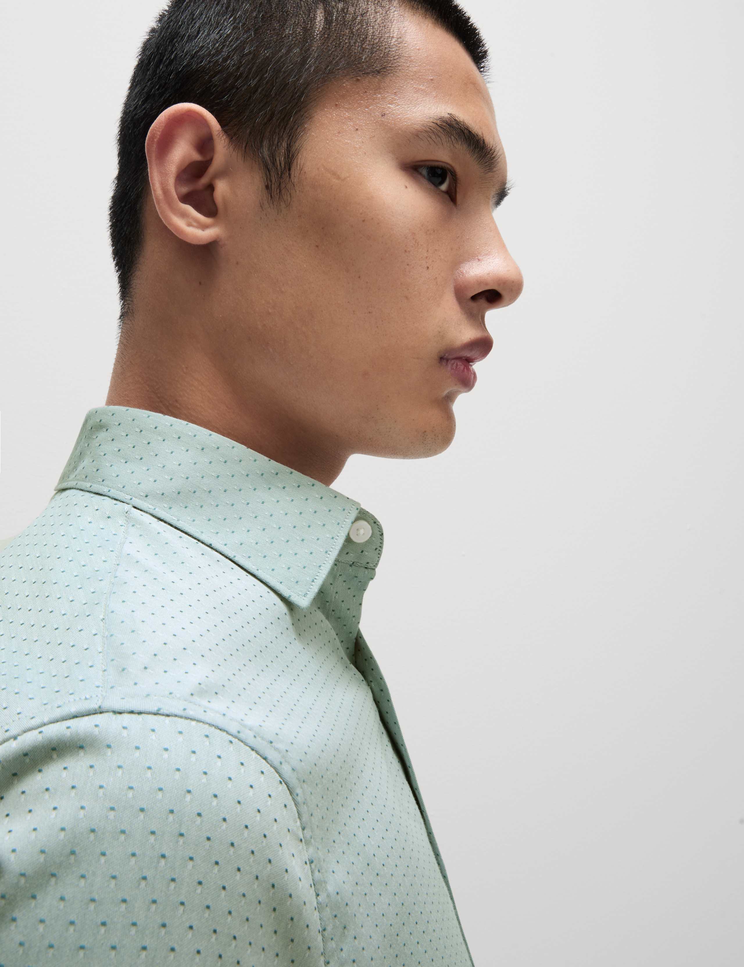 Regular Fit Pure Cotton Dobby Spot Shirt