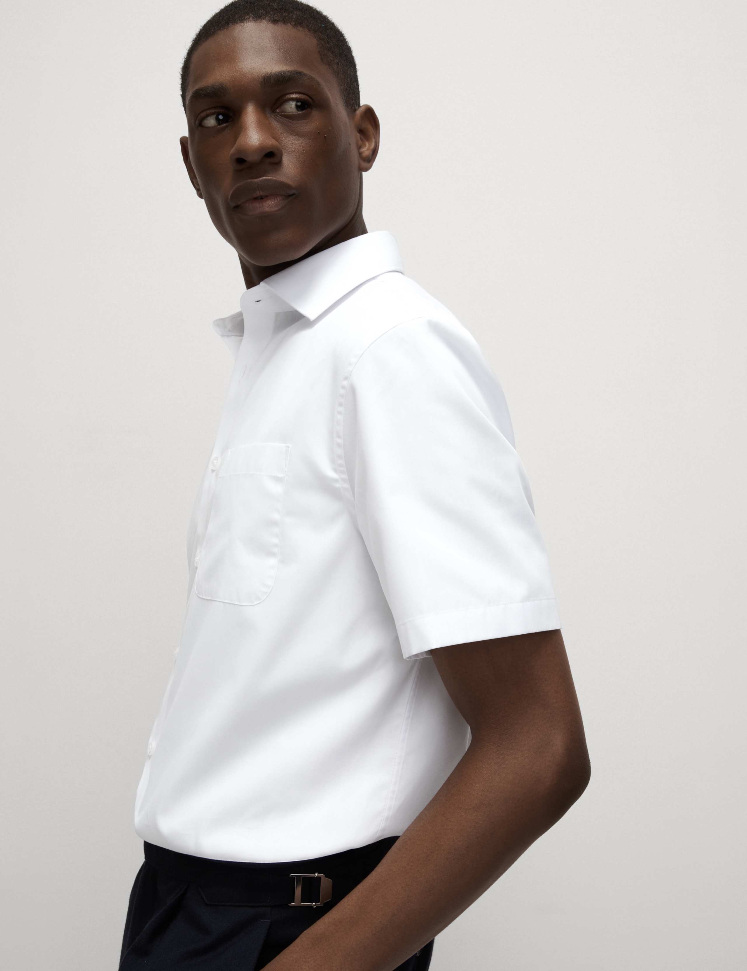 Regular Fit Cotton Blend Short Sleeve Shirt