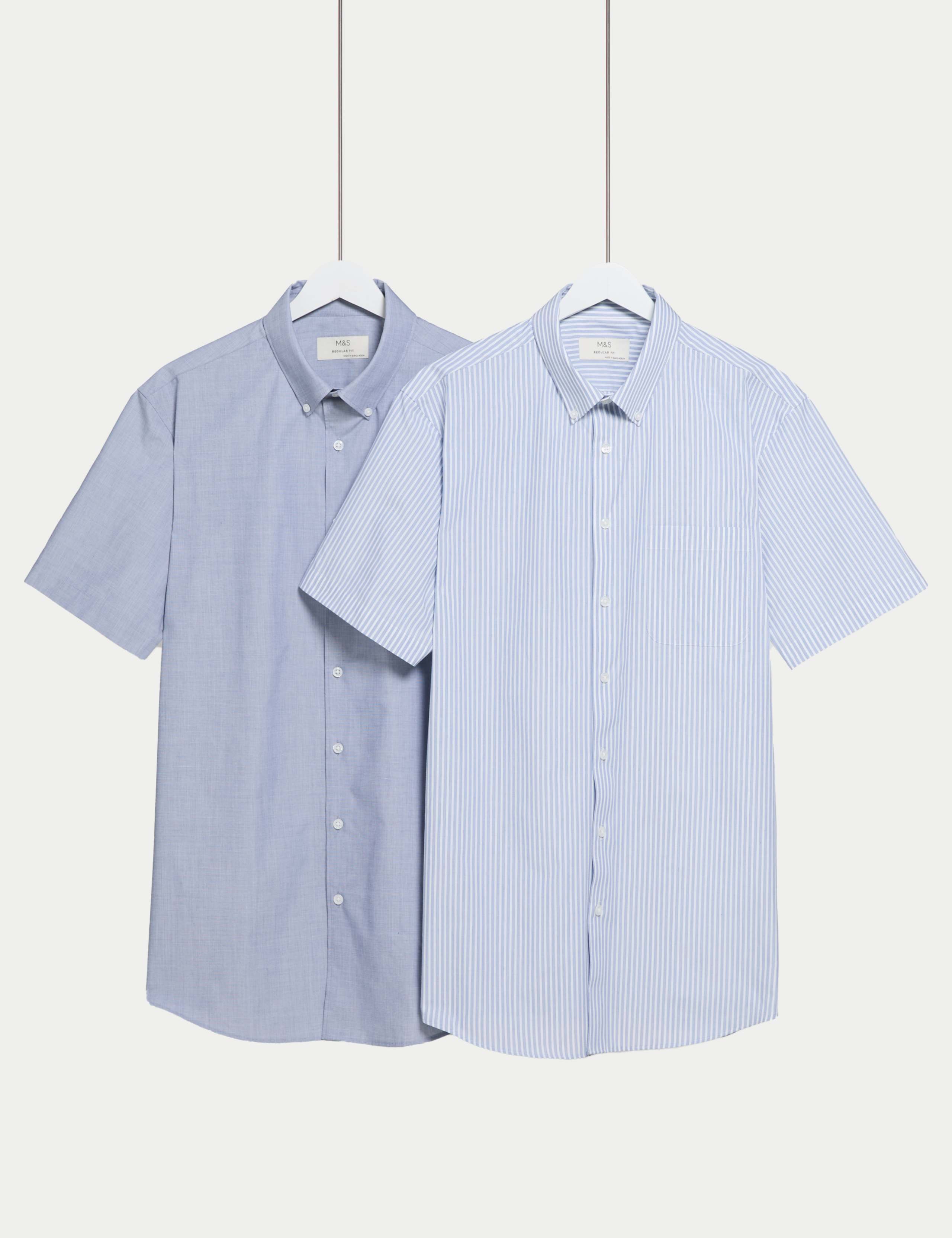 2pk Regular Fit Striped Short Sleeve Shirts