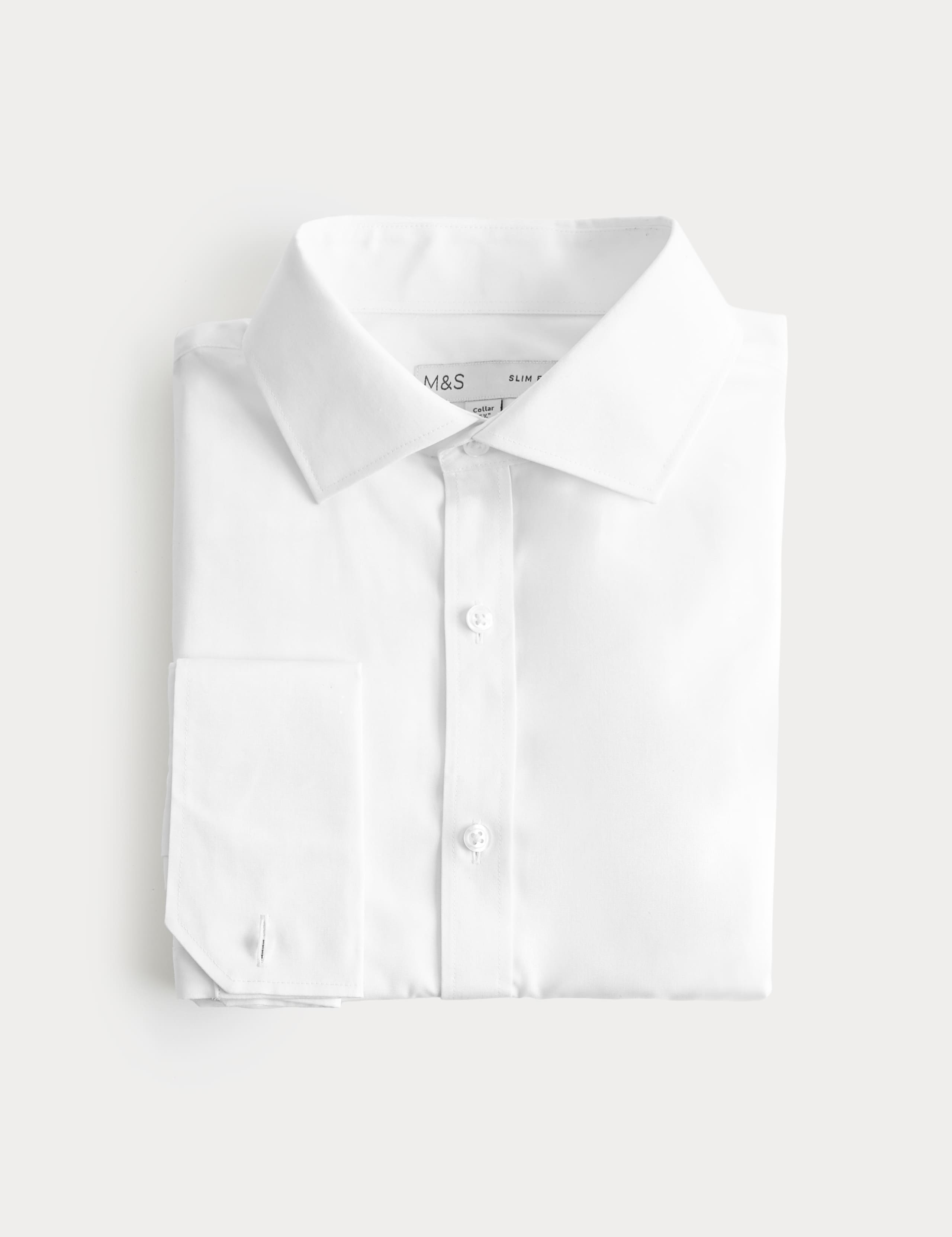 Slim Fit Cotton Blend Double Cuff Shirt