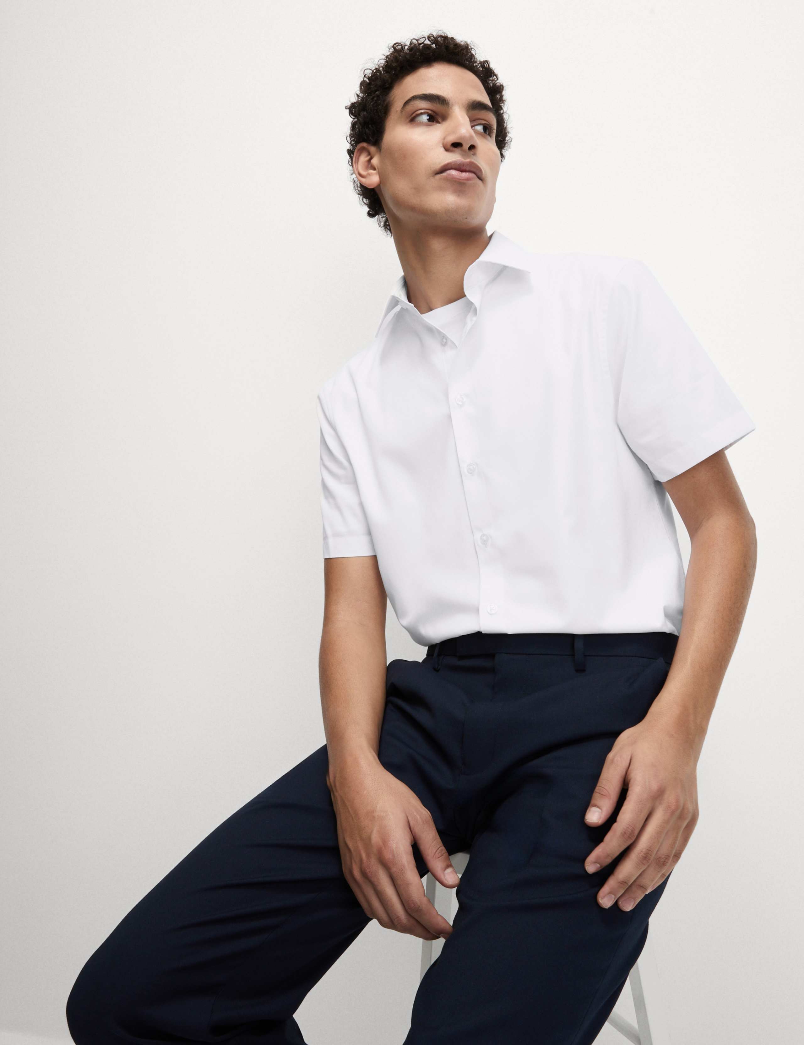 Slim Fit Easy Iron Cotton Blend Shirt