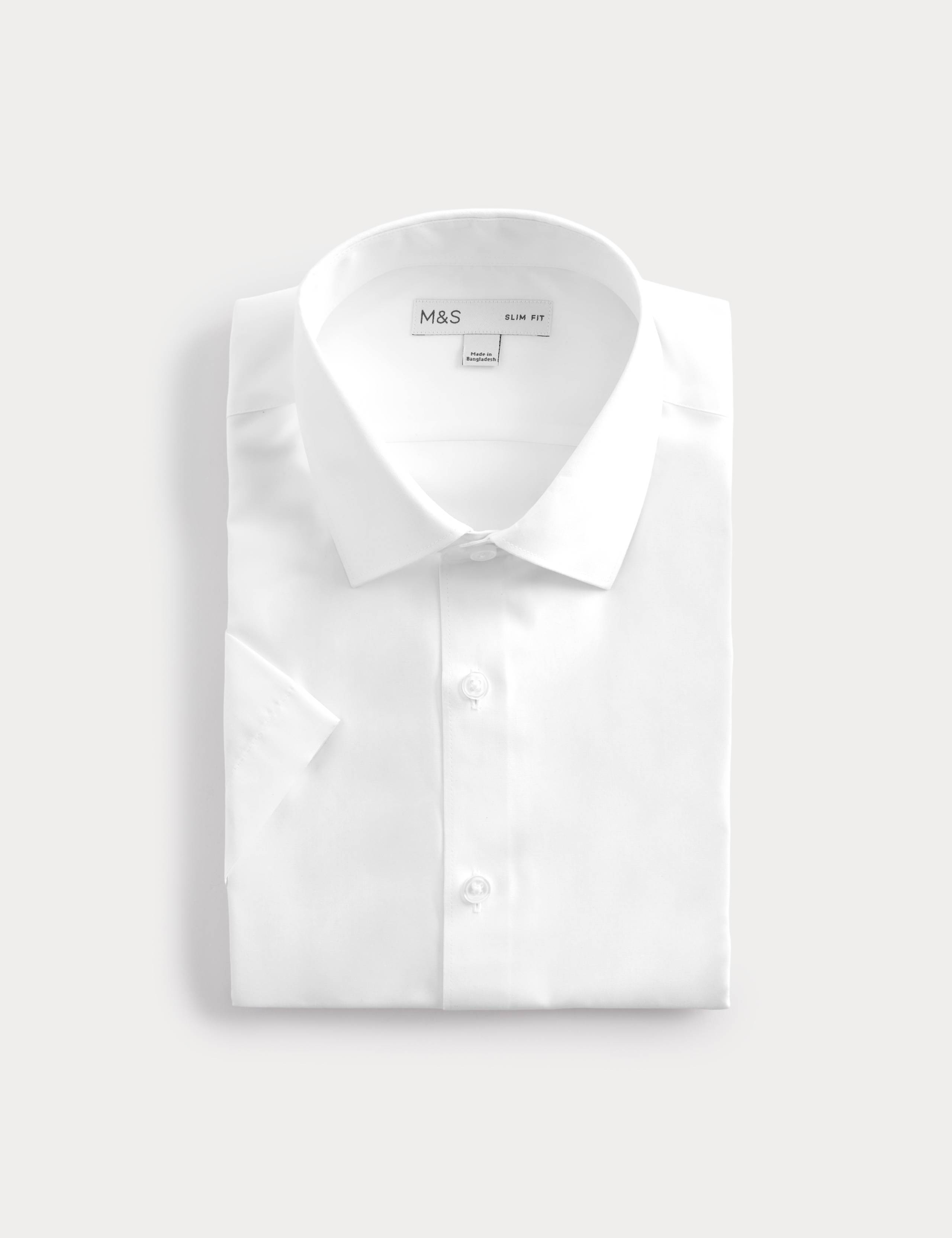 Slim Fit Easy Iron Cotton Blend Short Sleeve Shirt
