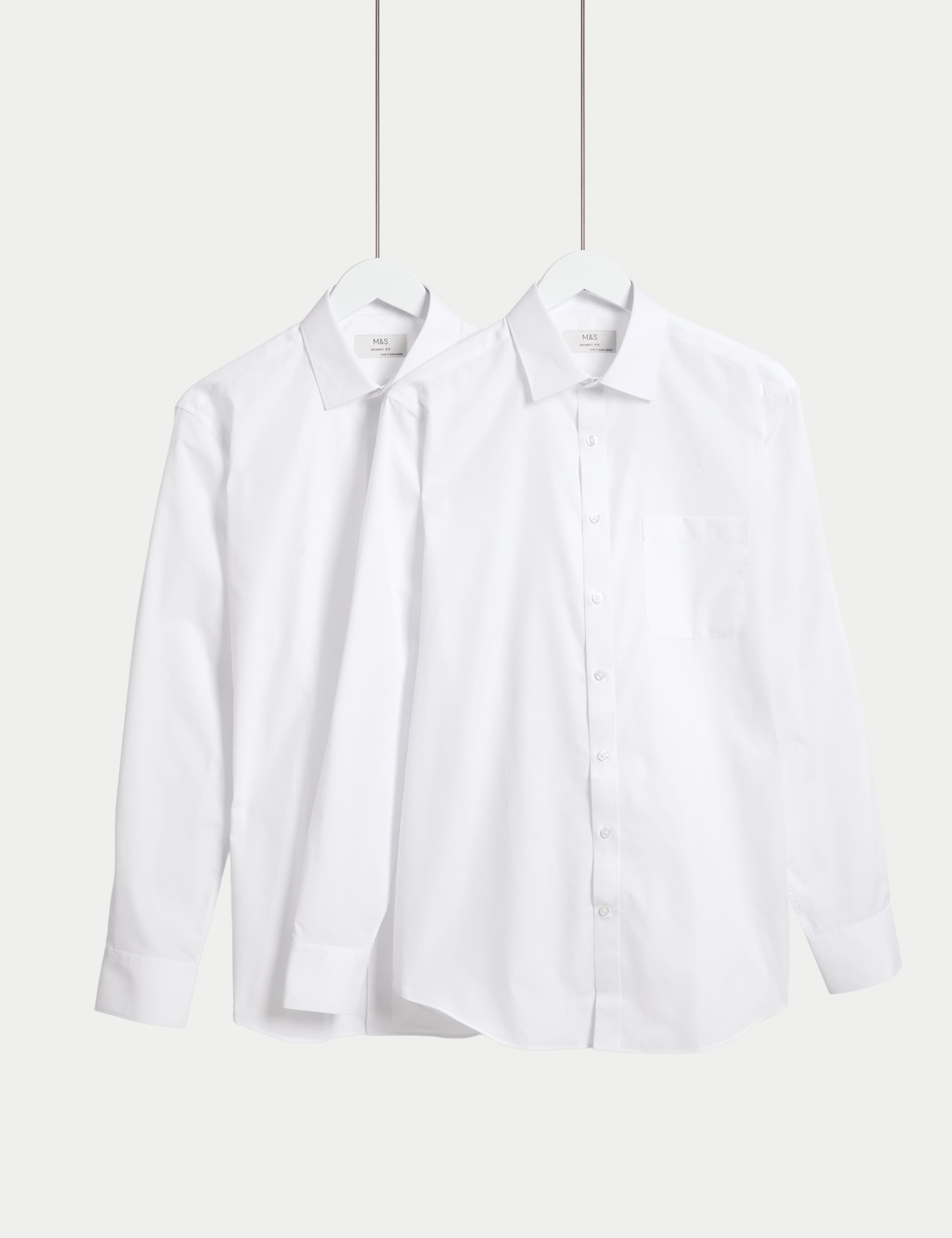 2pk Skinny Fit Easy Iron Cotton Blend Shirts