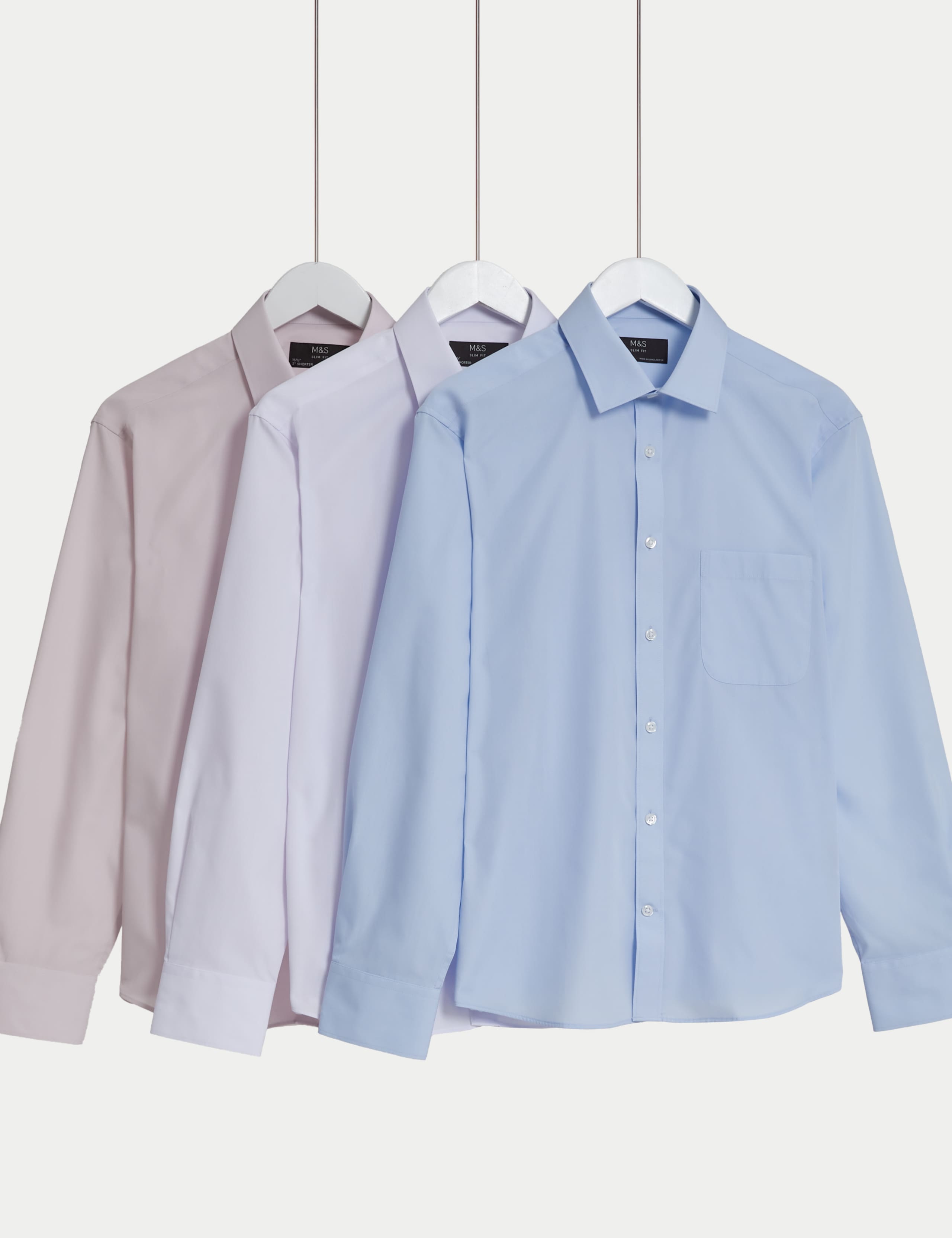 2 inch Shorter 3 Pack Slim Fit Easy Iron Cotton Blend Shirts