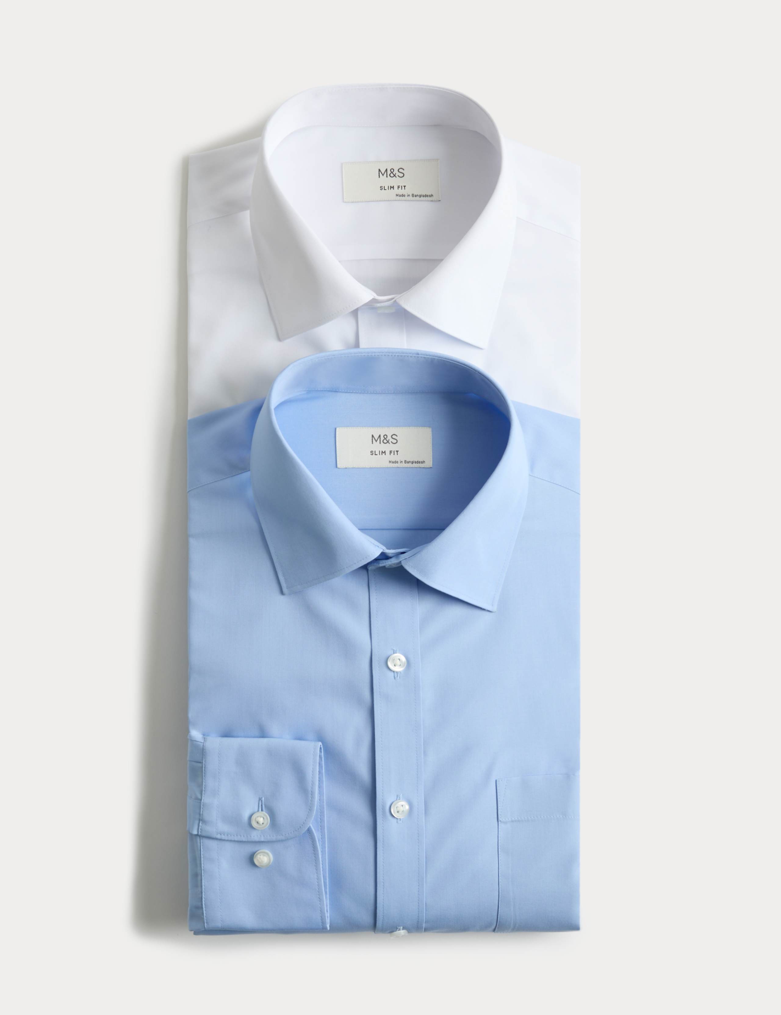 2 Pack Slim Fit Easy Iron Cotton Blend Shirts