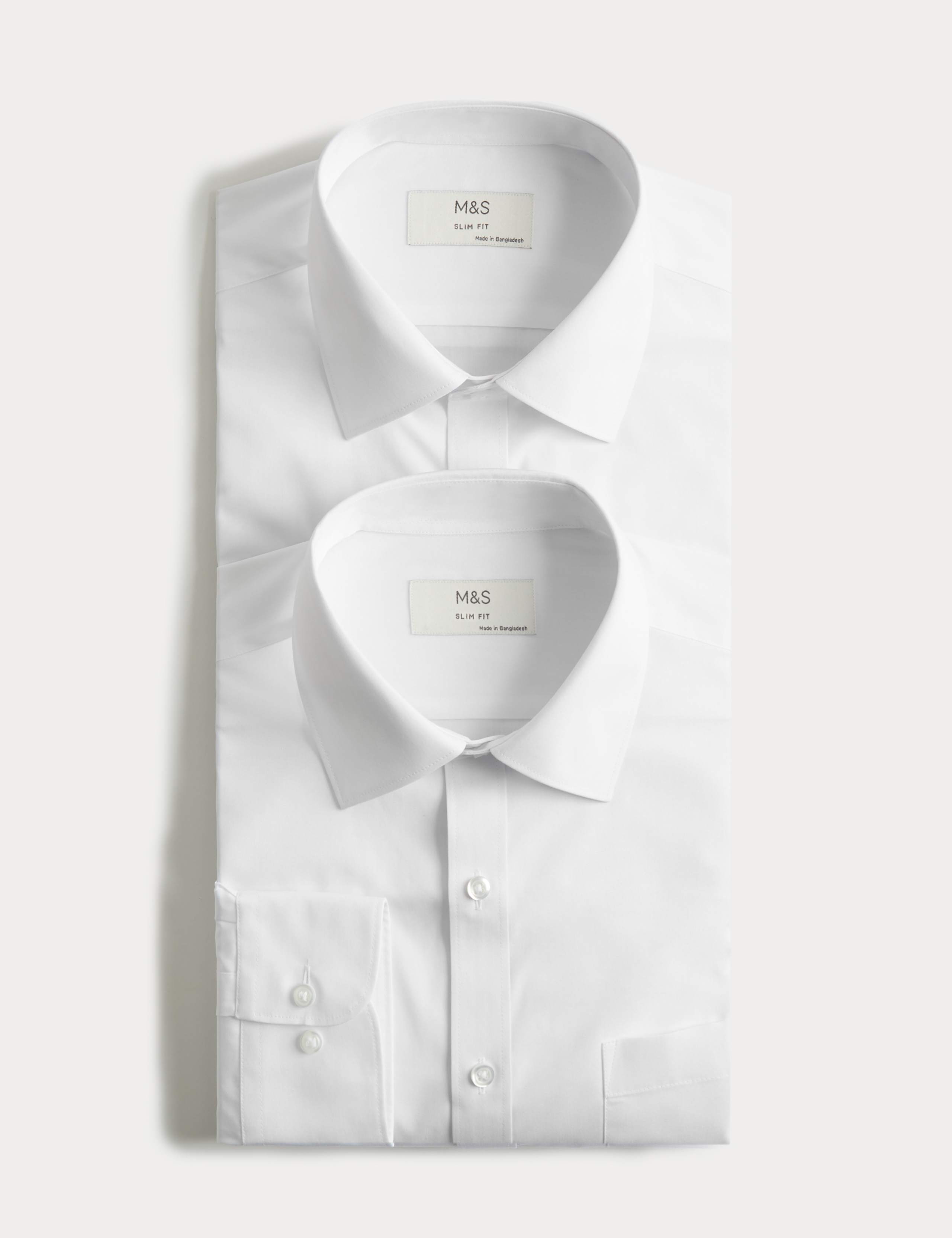 2 Pack Slim Fit Easy Iron Cotton Blend Shirts