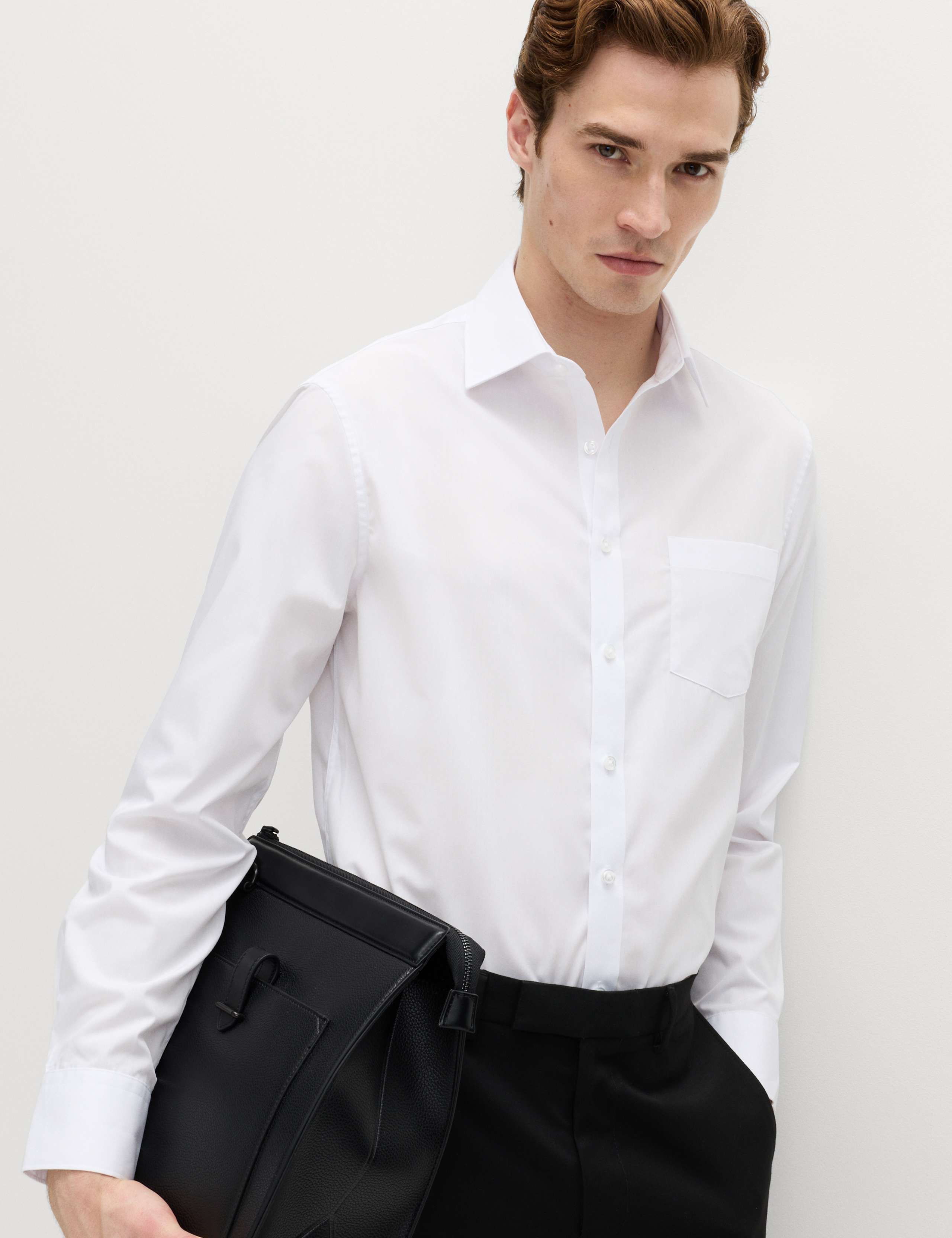 2 Pack Slim Fit Easy Iron Cotton Blend Shirts