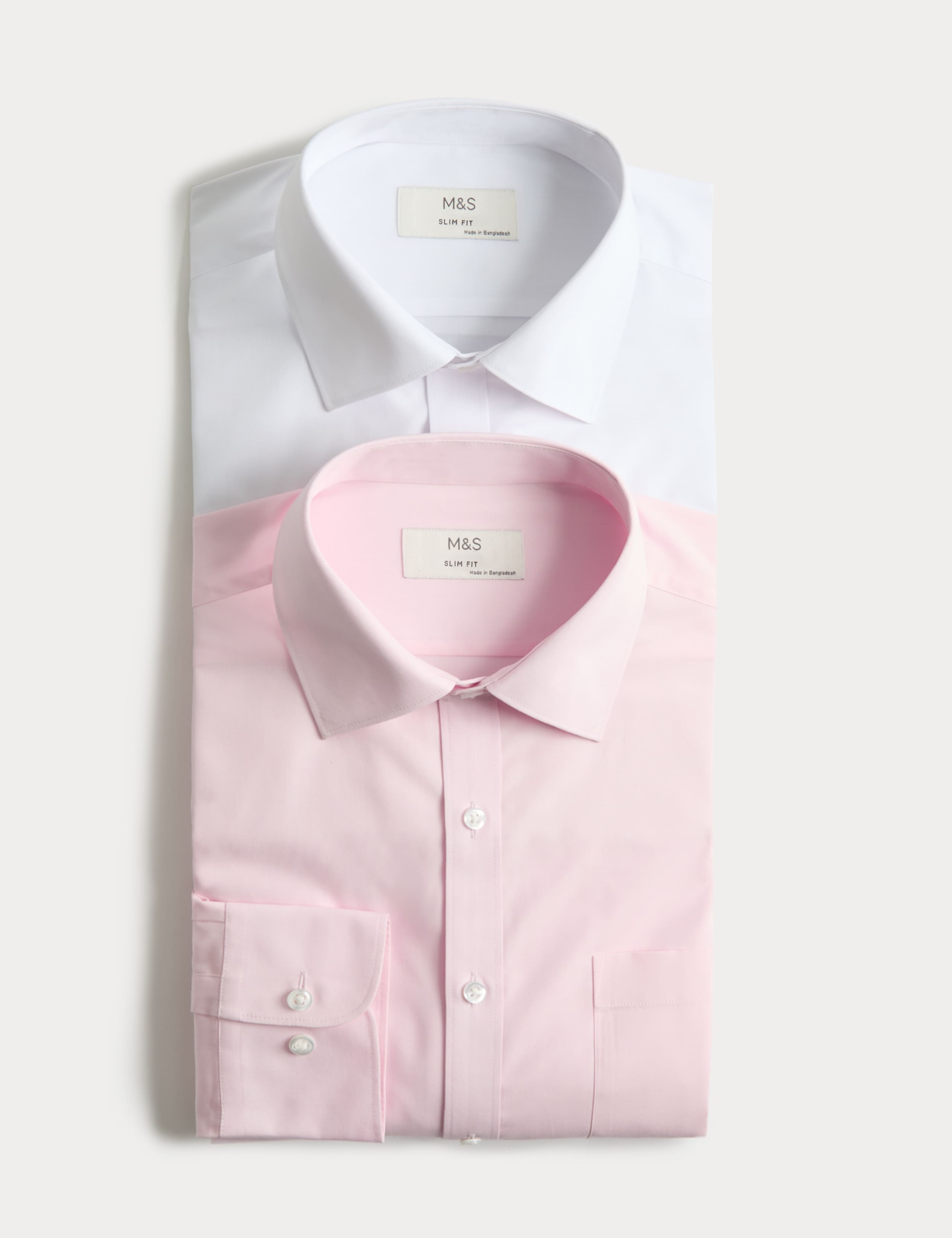 2 Pack Slim Fit Easy Iron Cotton Blend Shirts