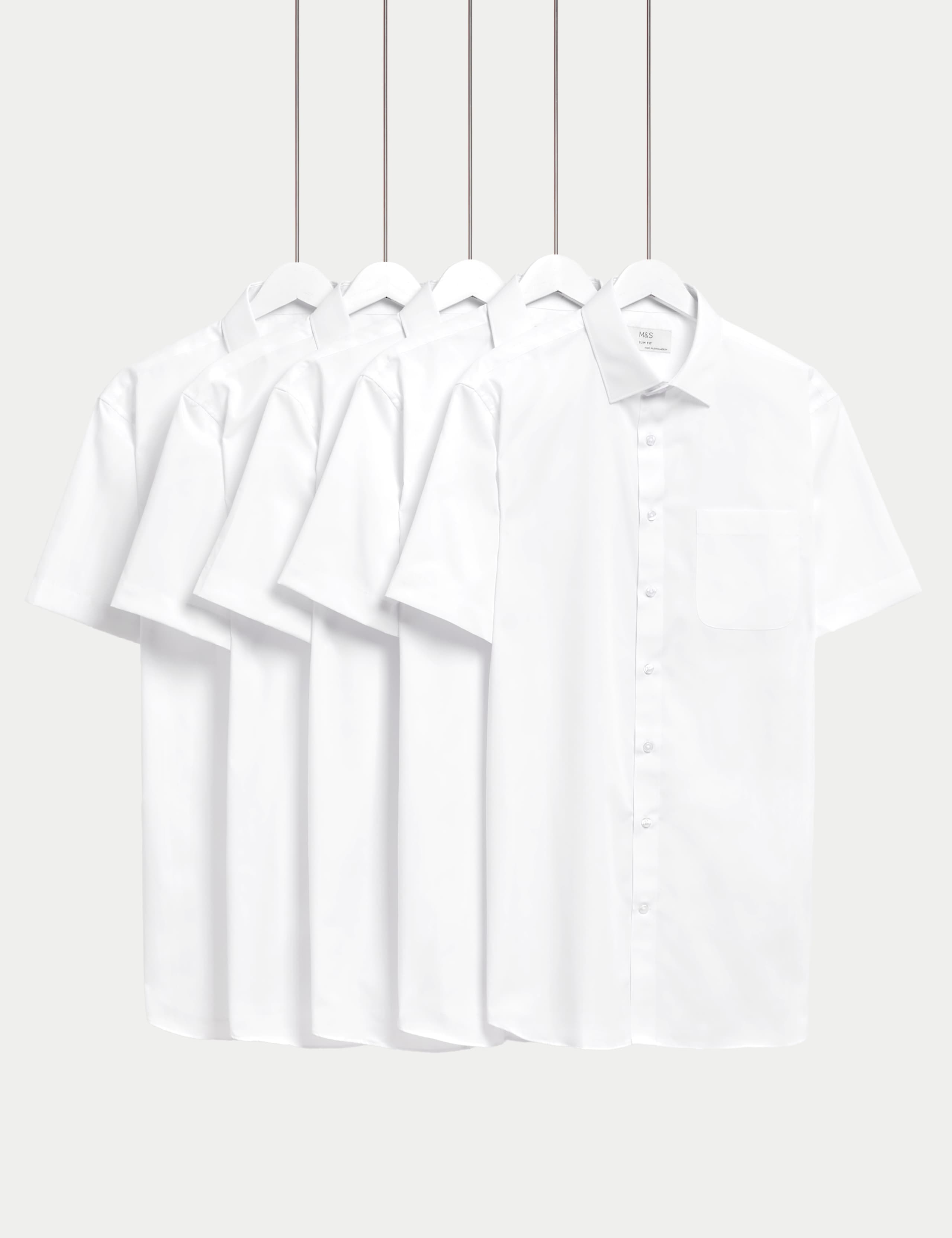 5pk Slim Fit Easy Iron Short Sleeve Shirts