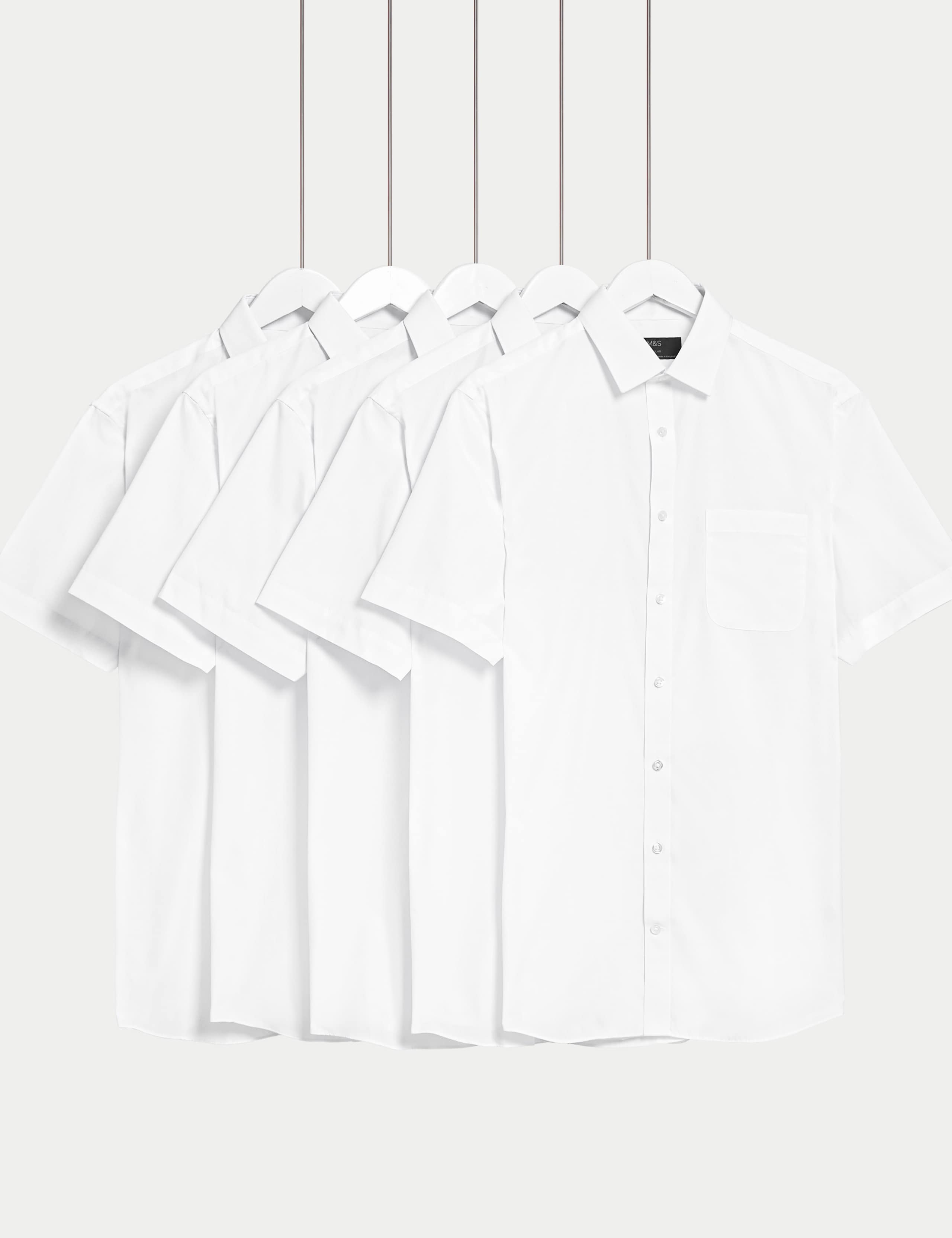 5pk Regular Fit Easy Iron Short Sleeve Shirts