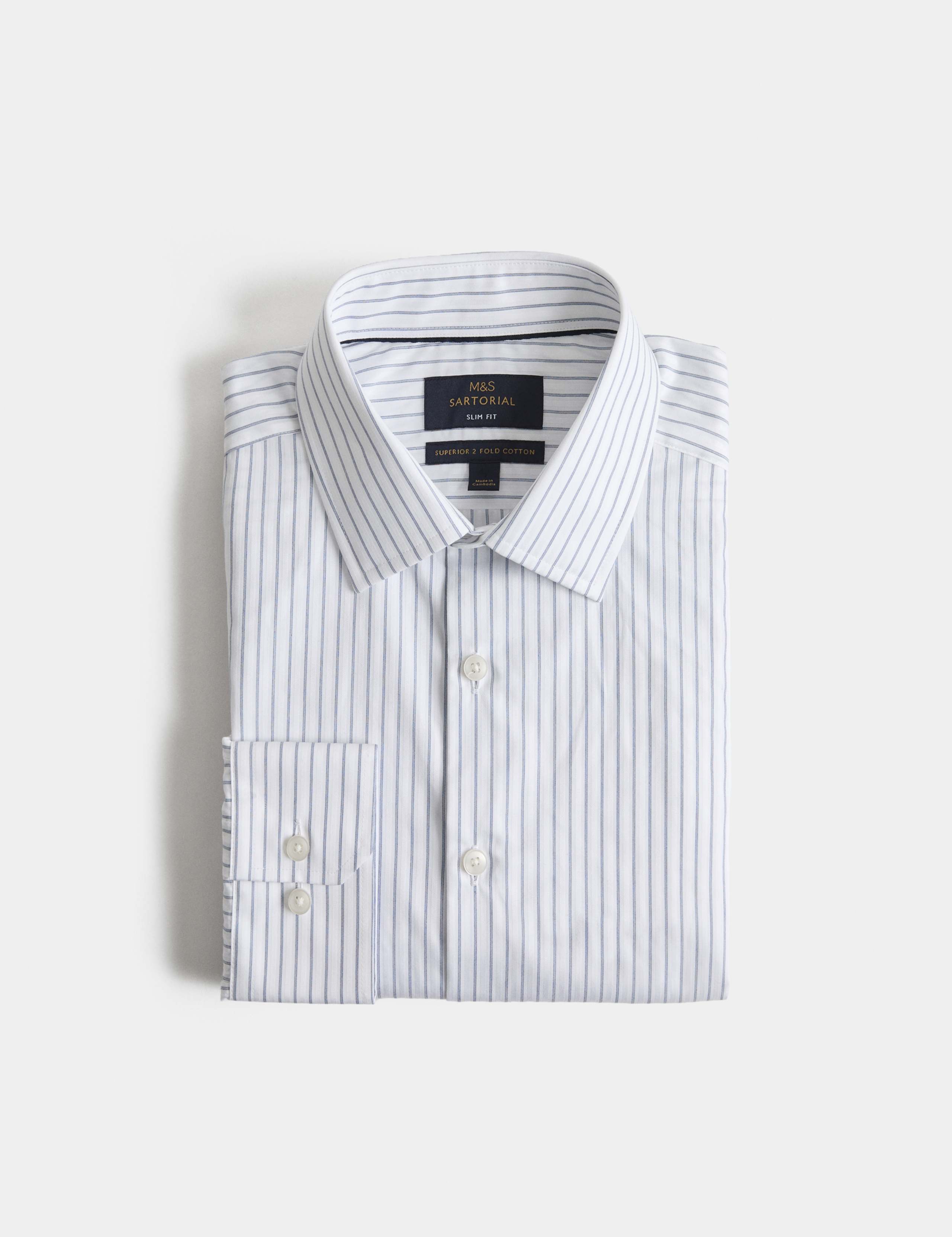 Slim Fit Pure Cotton Twill Striped Shirt