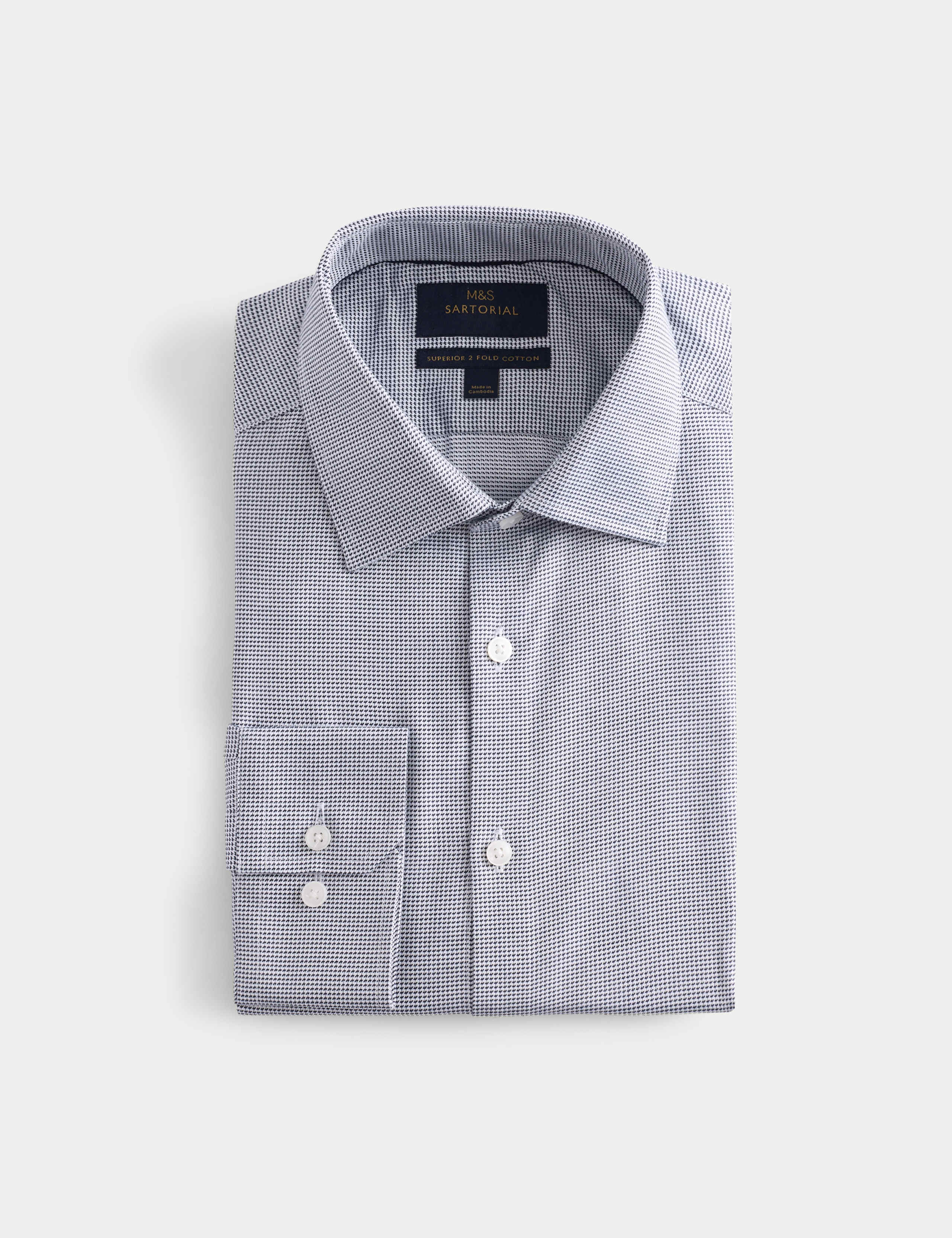Regular Fit Pure Cotton Textured Luxury Shirt