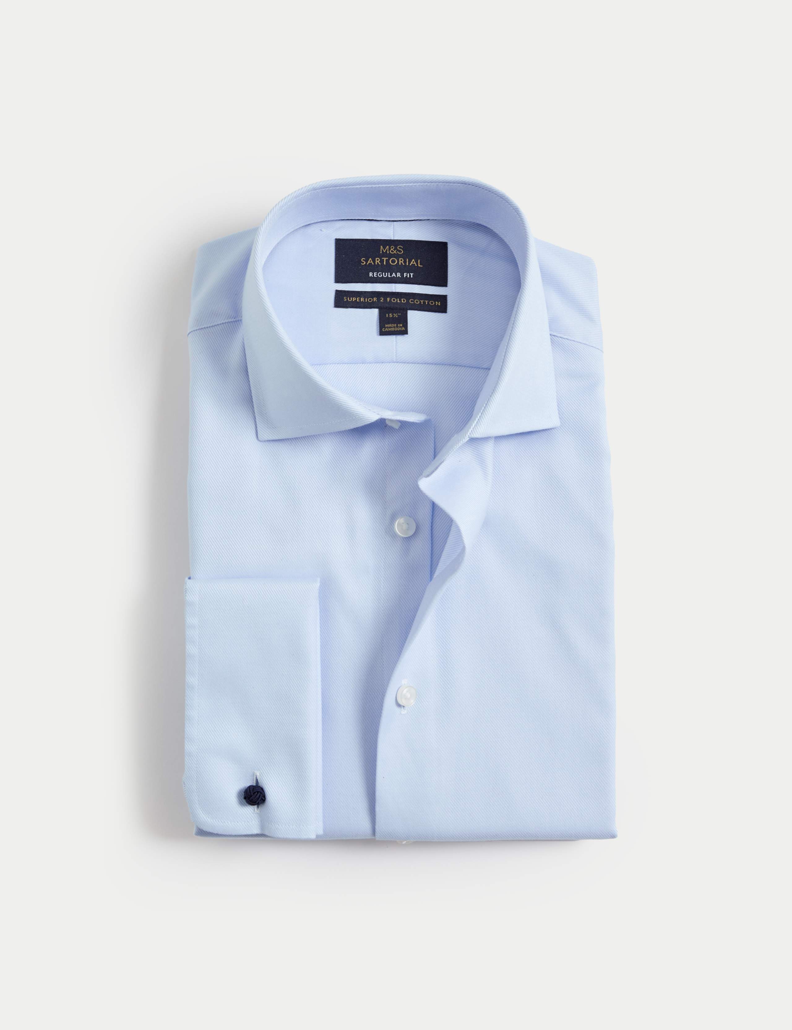 Regular Fit Luxury Cotton Double Cuff Twill Shirt