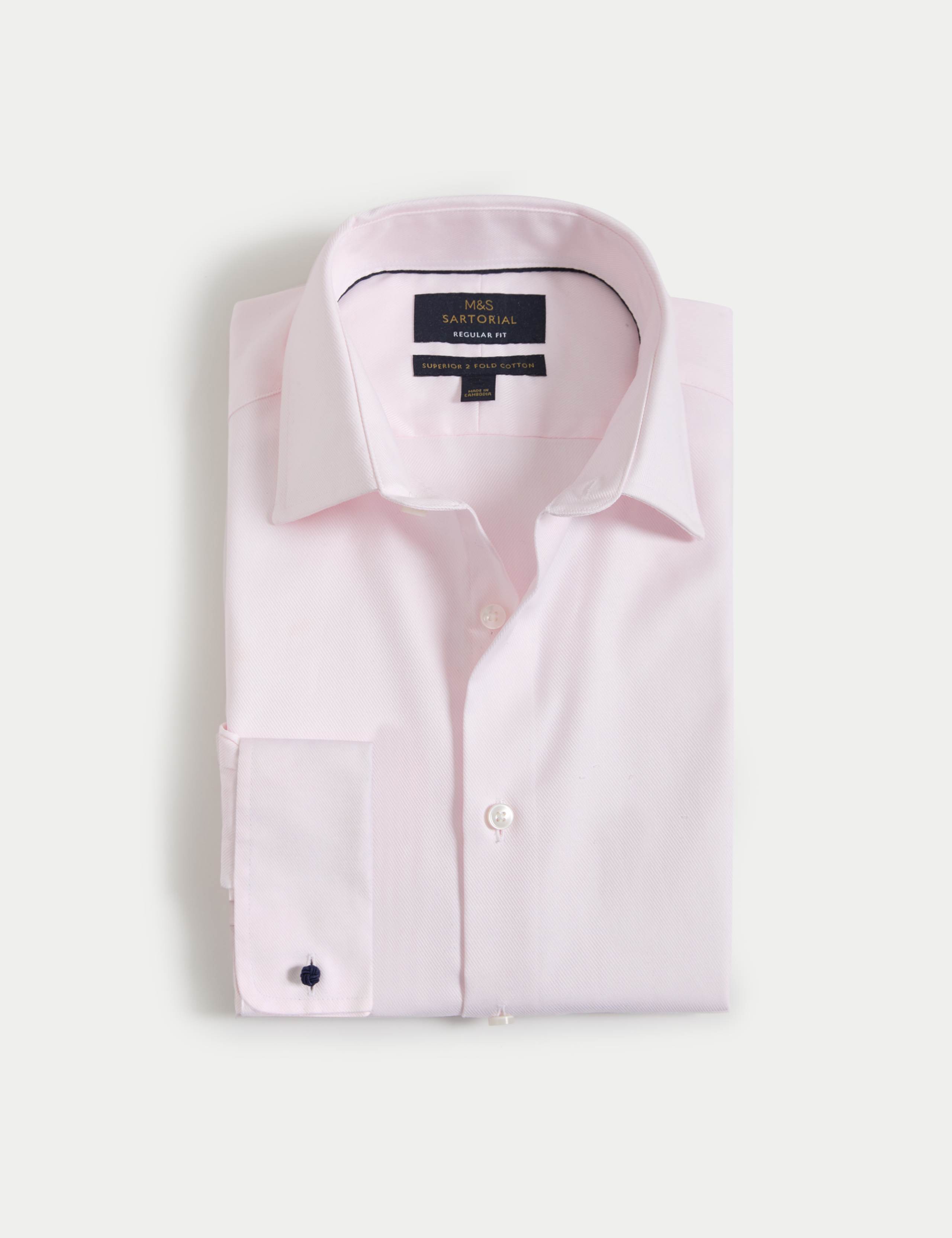Regular Fit Luxury Cotton Double Cuff Twill Shirt