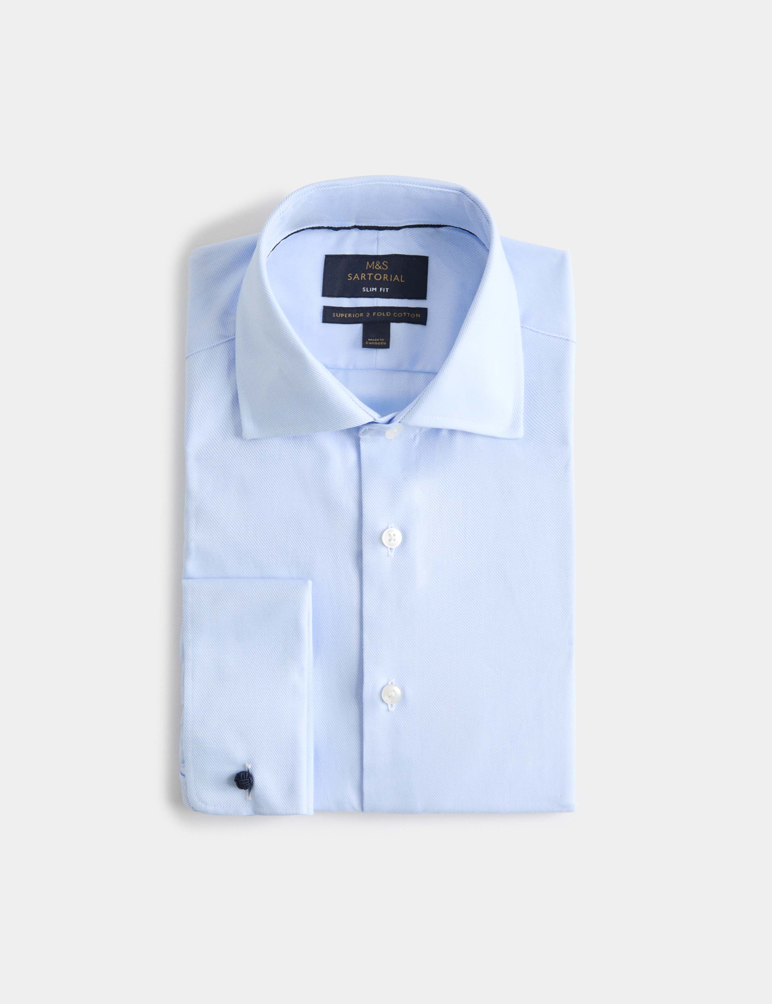 Slim Fit Luxury Cotton Double Cuff Twill Shirt