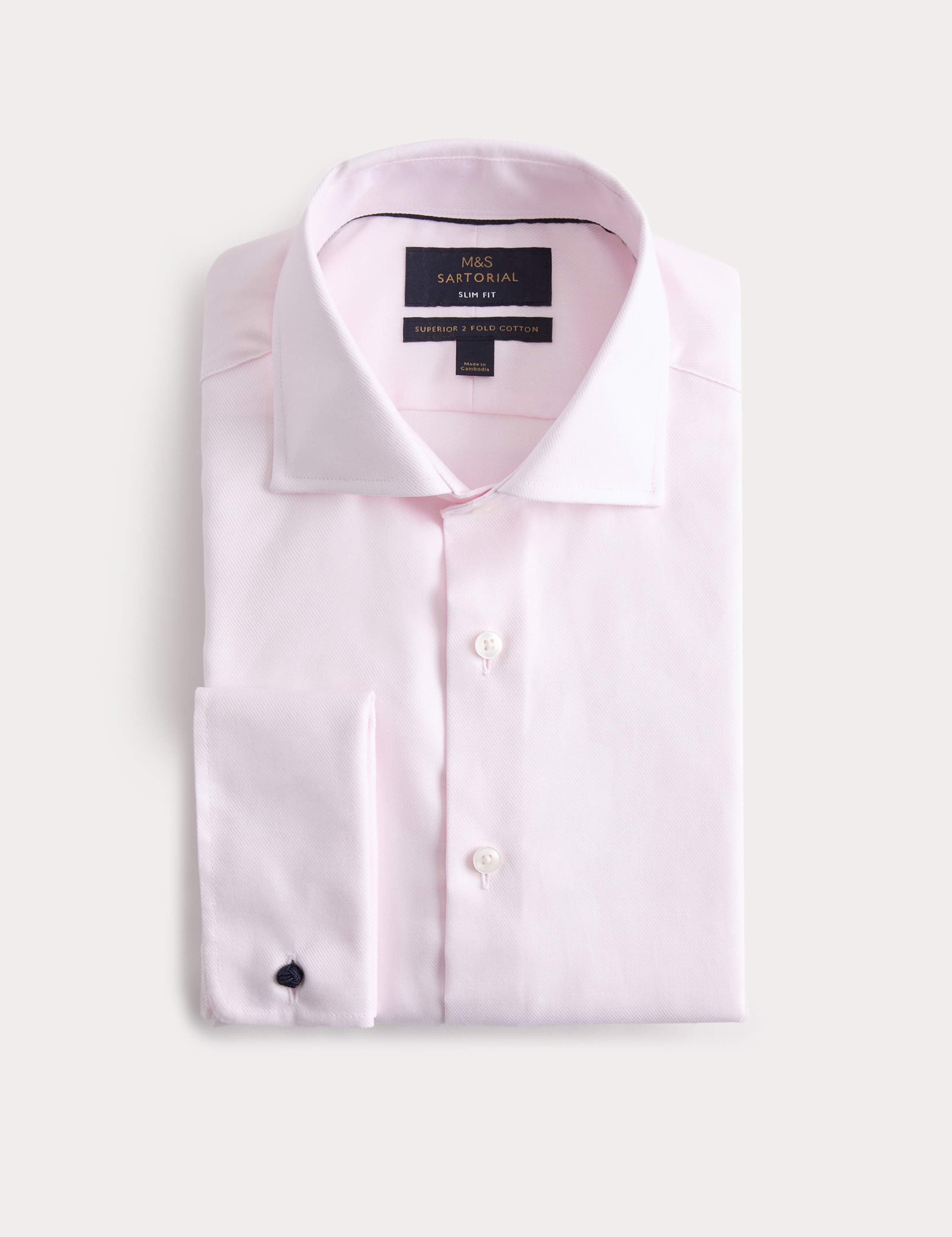 Slim Fit Luxury Cotton Double Cuff Twill Shirt