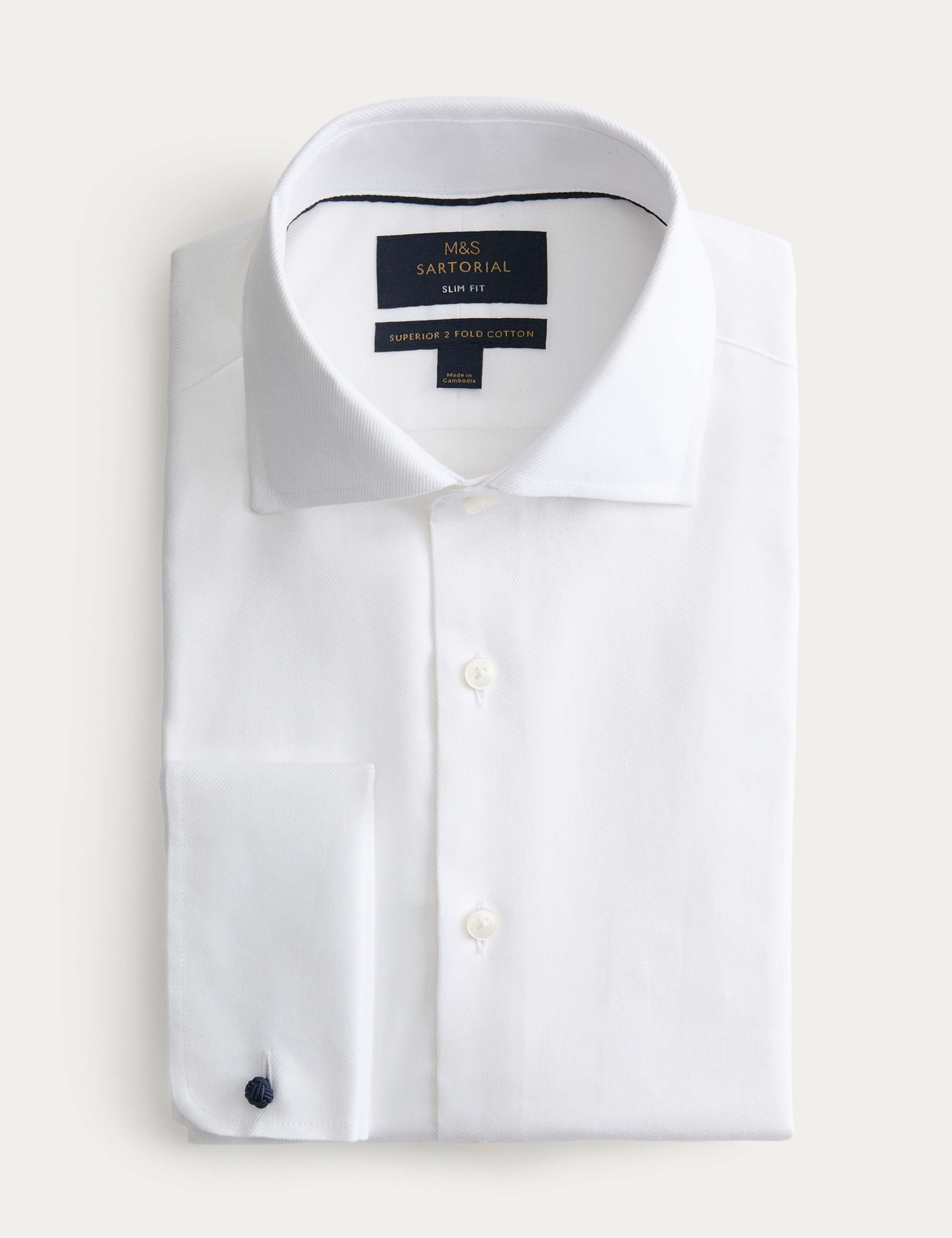 Slim Fit Luxury Cotton Double Cuff Twill Shirt