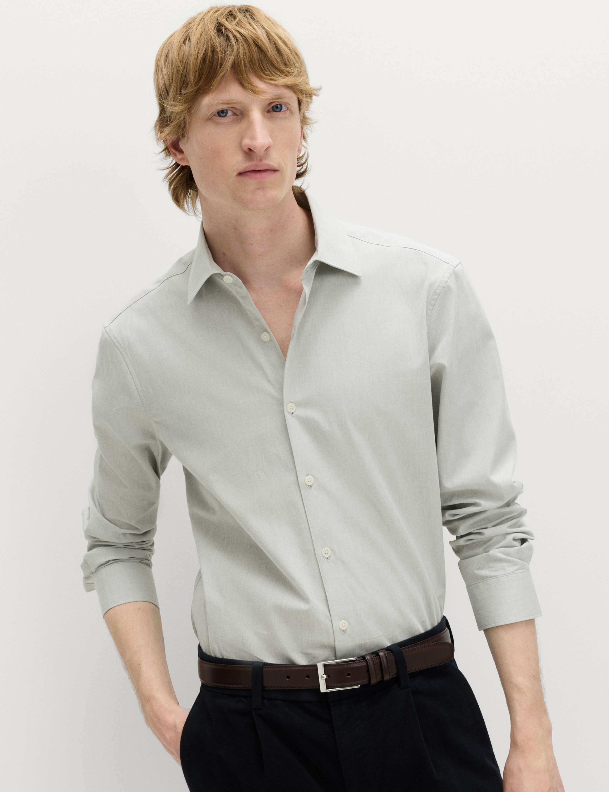 Regular Fit Pure Cotton Marl Shirt