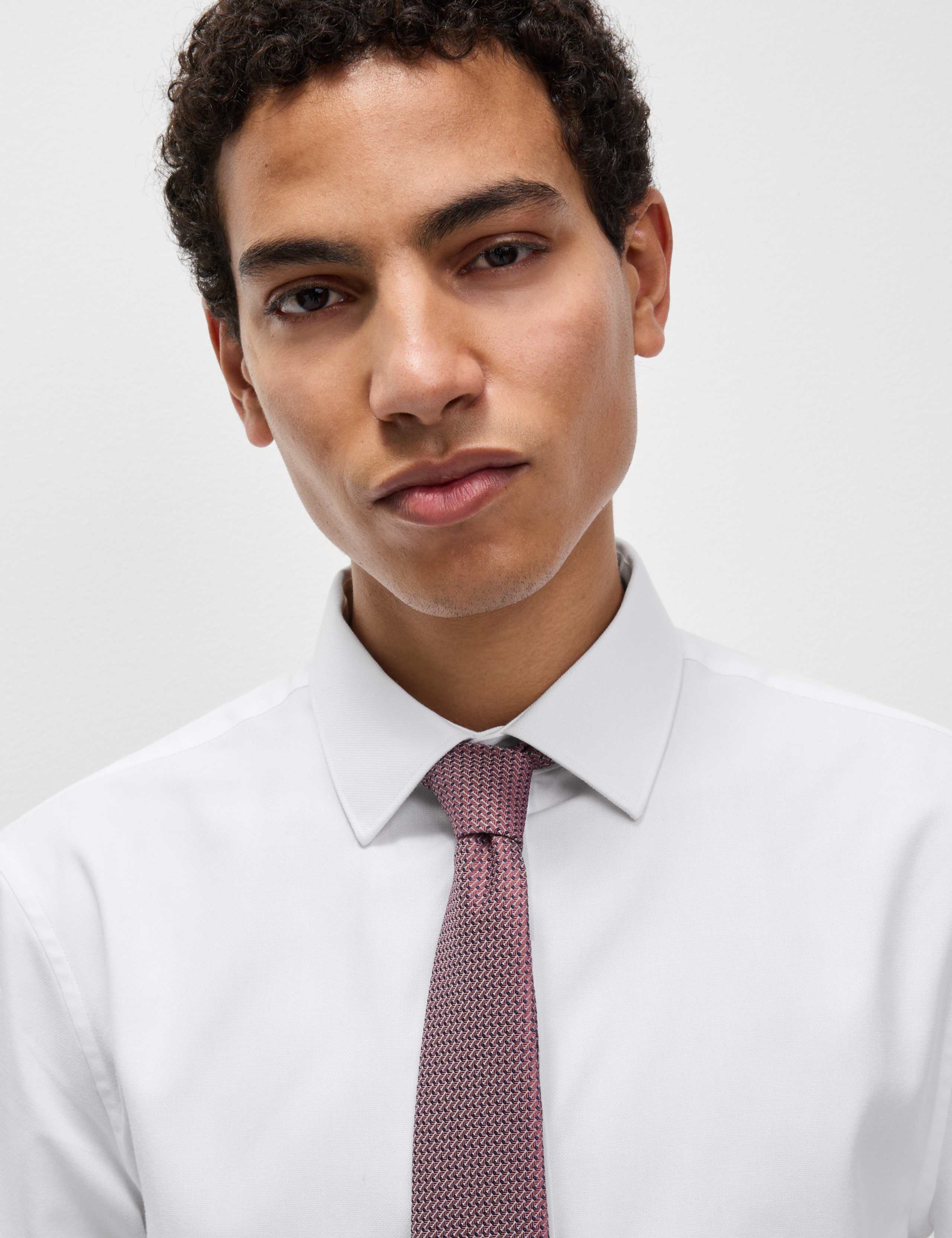 Regular Fit Easy Iron Cotton Blend Shirt & Tie