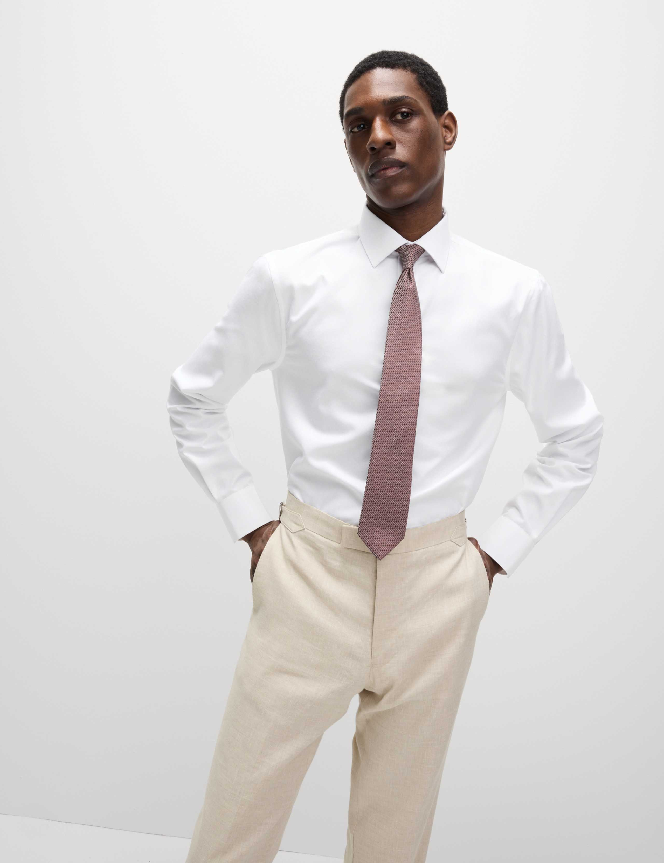 Slim Fit Easy Iron Shirt and Tie